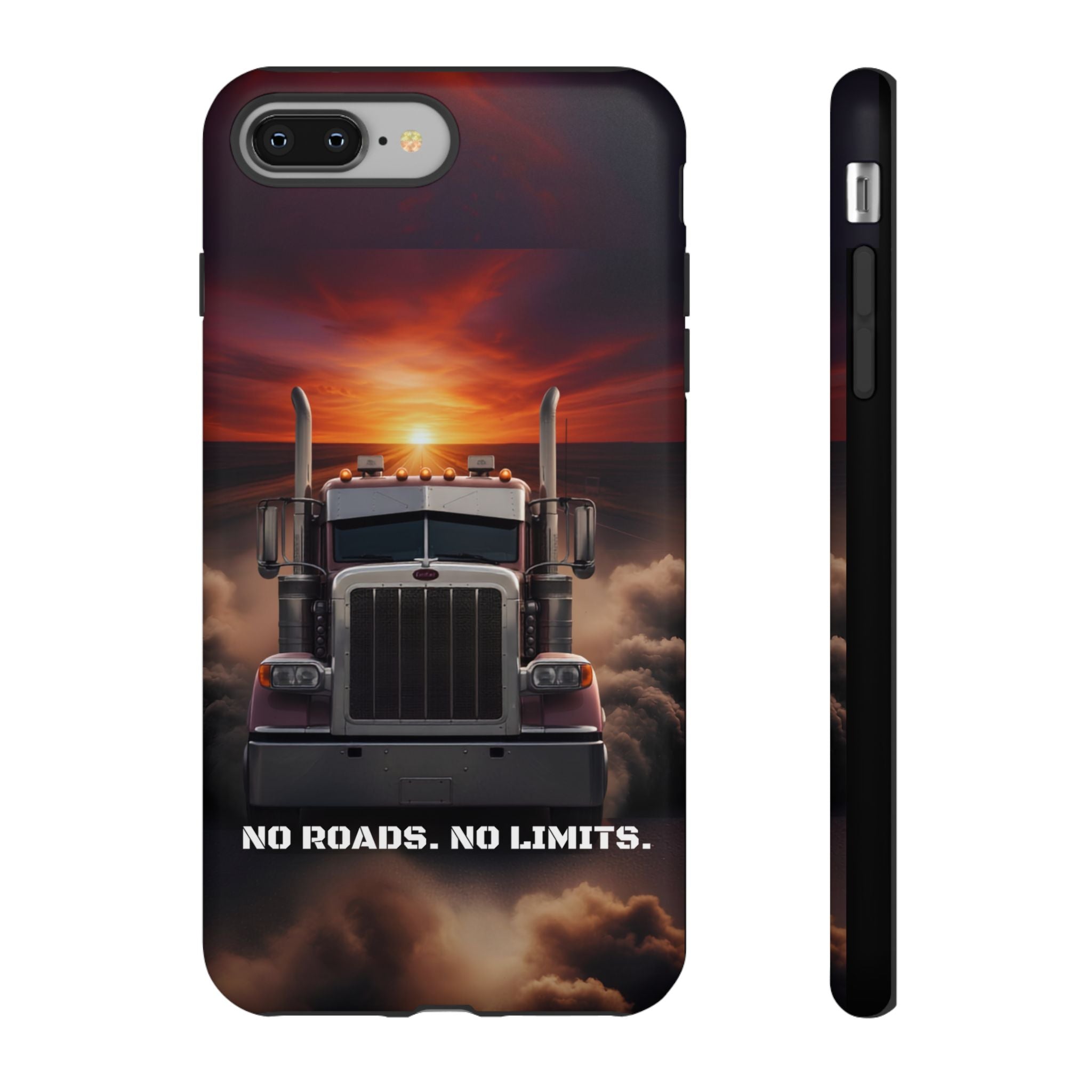 Truck Phone Case — "No Roads. No Limits." Sunset Semi Truck Protective Case