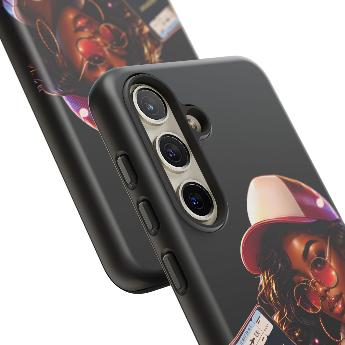 Tough Case – Stylized Urban Girl Phone Case with Headphones & Passport
