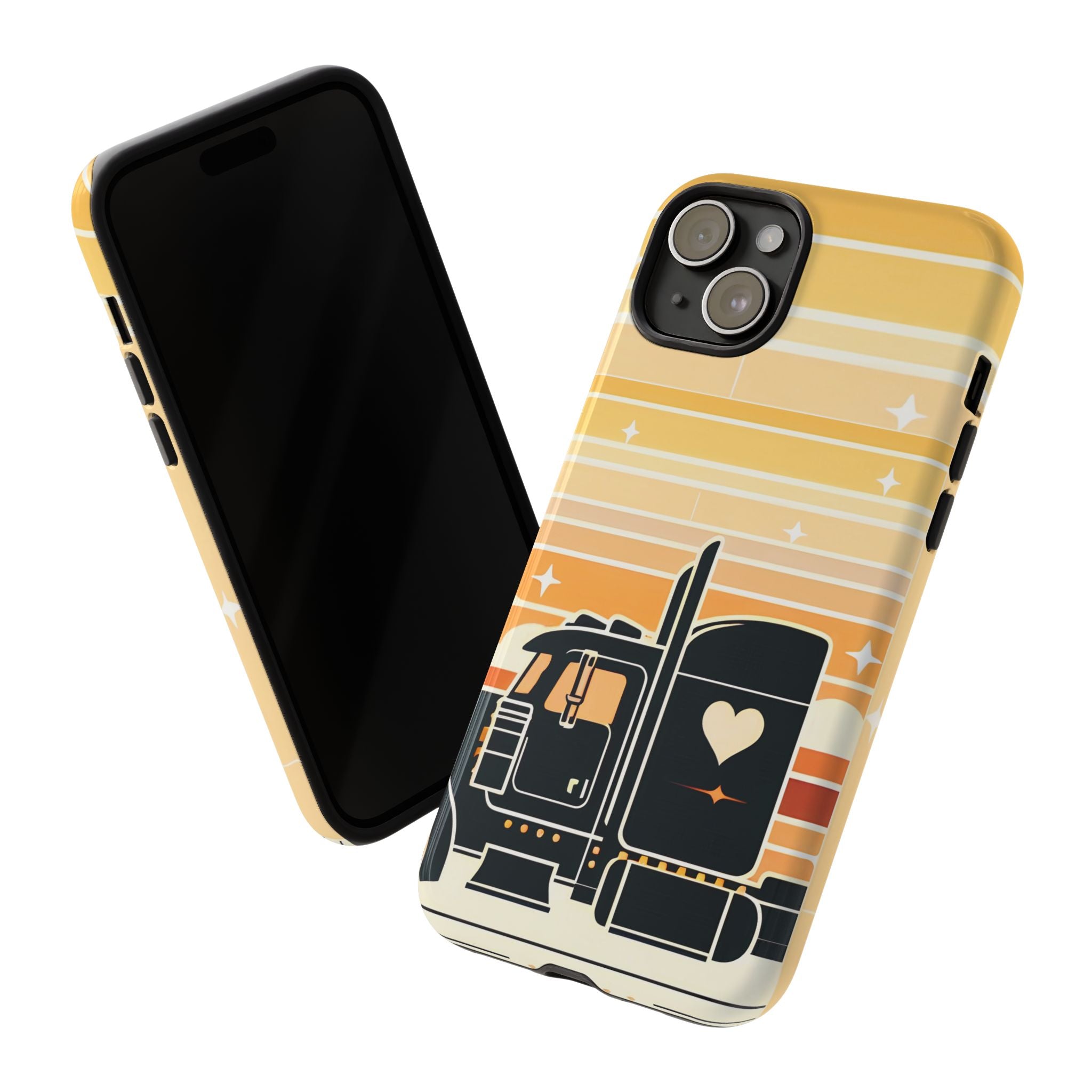Trucker Heart Phone Case — Retro Semi Truck Protective Phone Cover