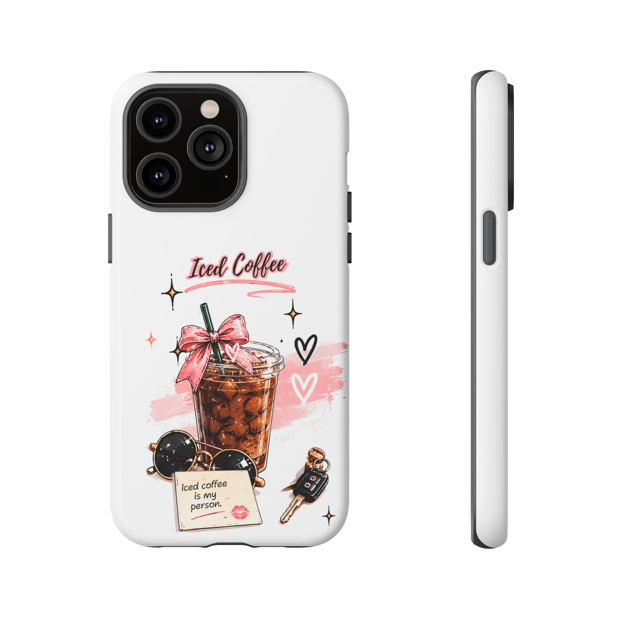 Iced Coffee Phone Case – Cute Pink Boba Design ("Iced coffee is my person")