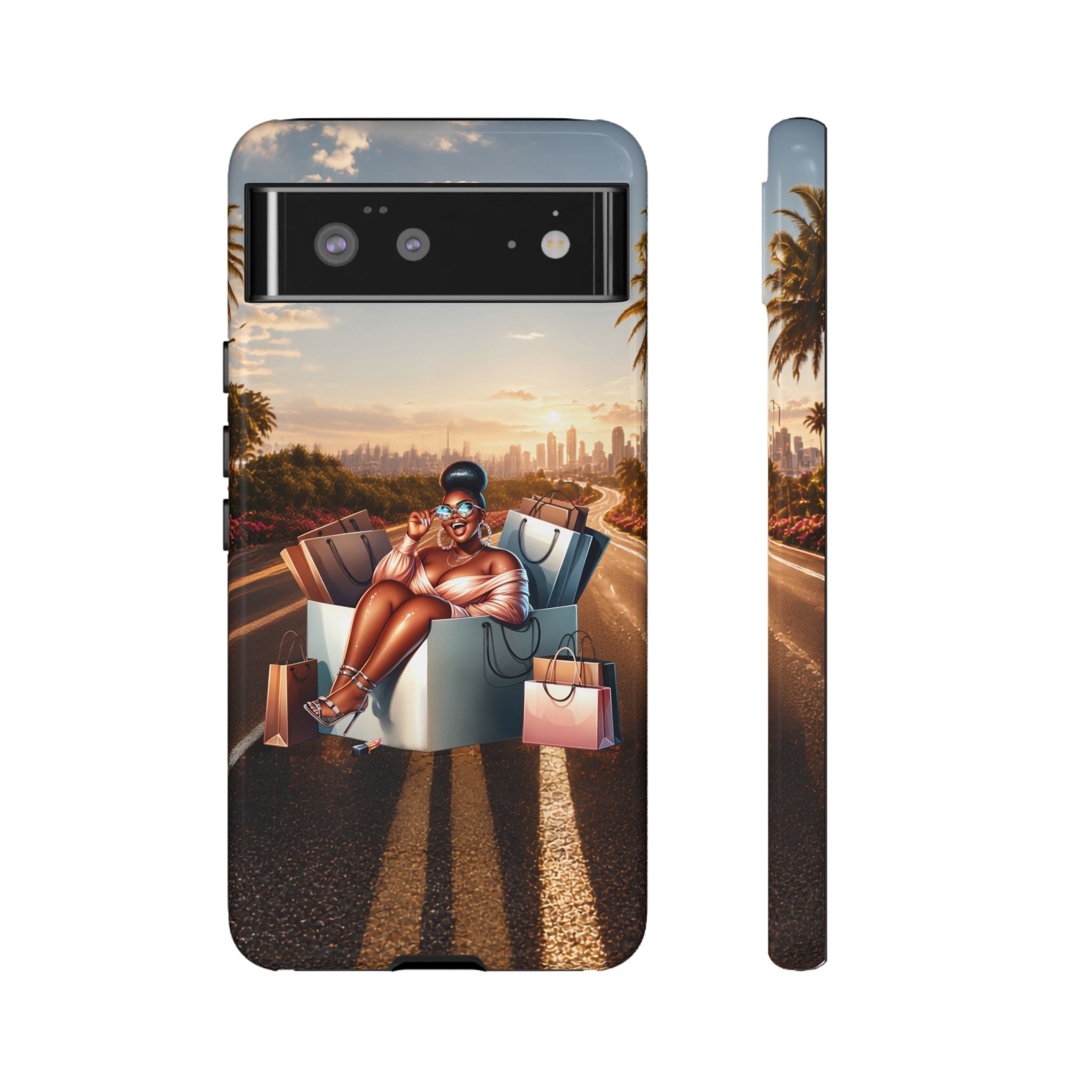 Phone Case — Chic Shopper Illustration on Cloud Background