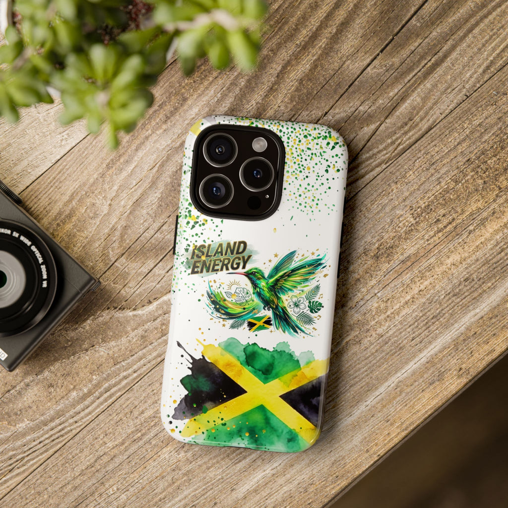 Island Energy Tough Phone Case — Colorful Hummingbird & Tropical Sunset Protective Cover