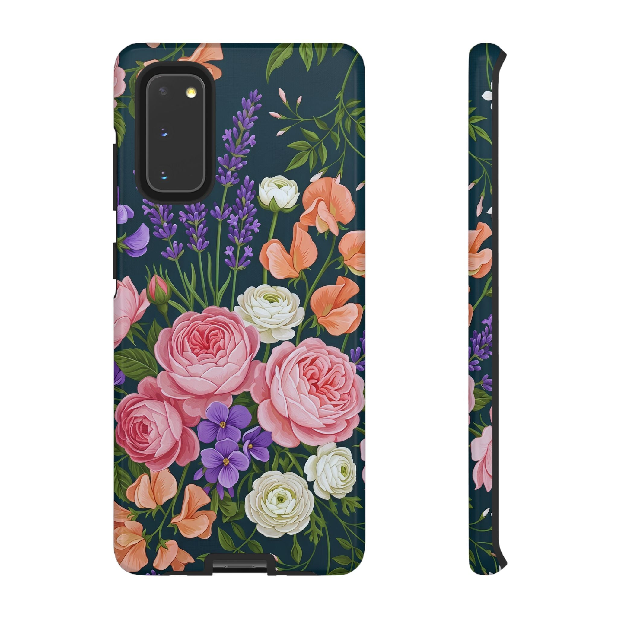 Floral Bouquet Phone Case — Vintage Roses & Lavender Protective Cover