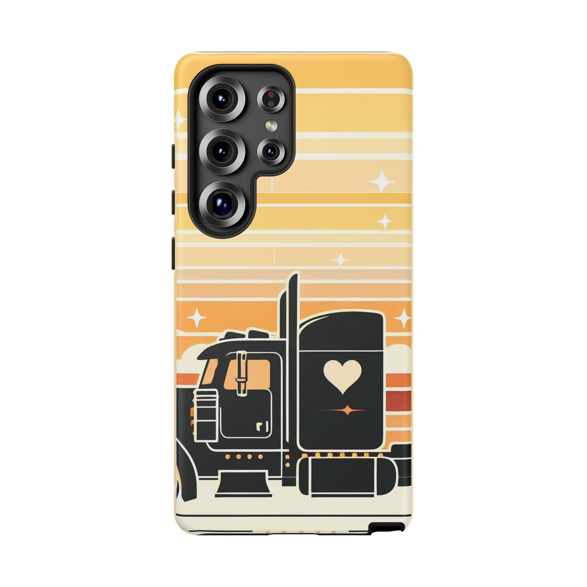 Trucker Heart Phone Case — Retro Semi Truck Protective Phone Cover