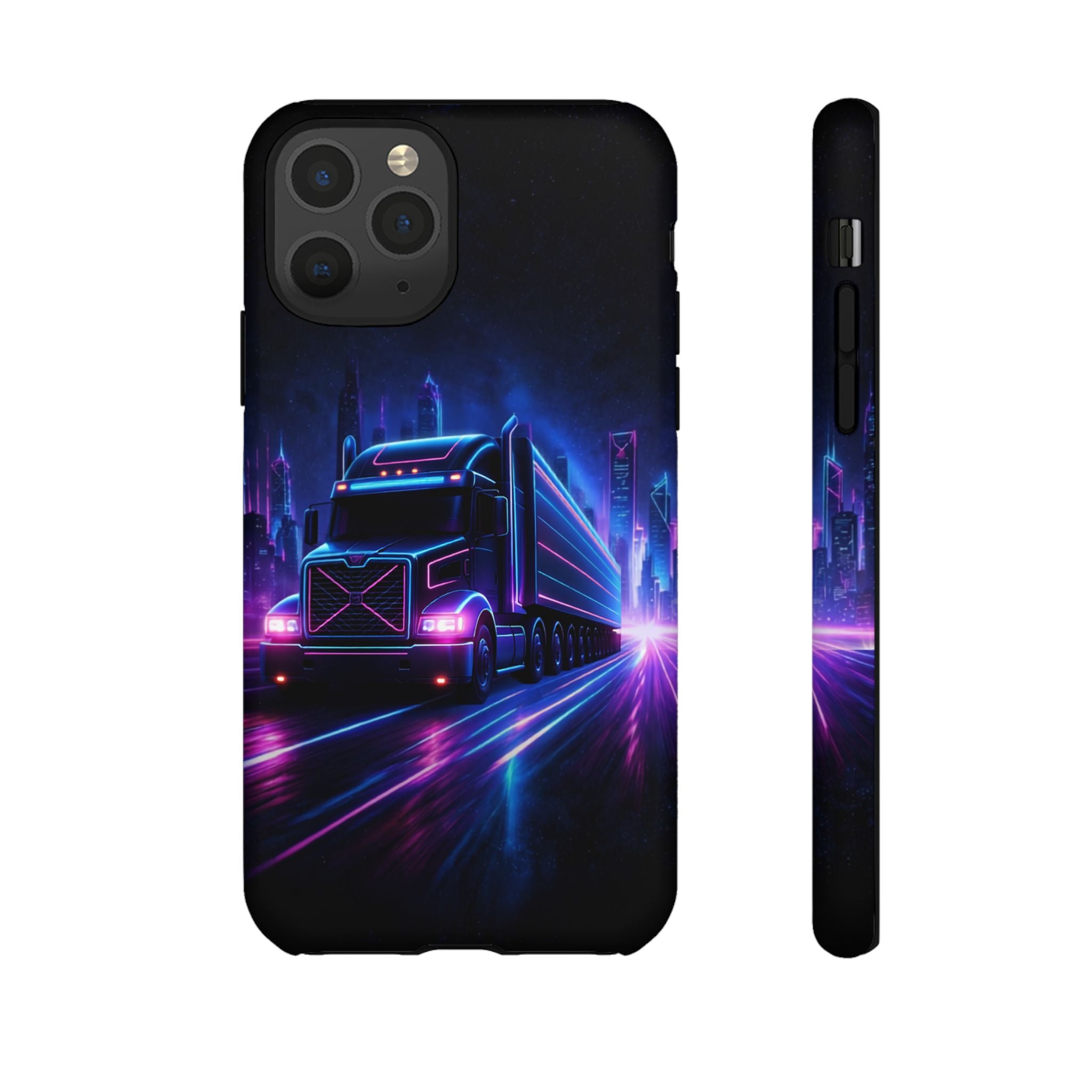 Neon Retro Rig Phone Case — Trucker Semi Truck Nightscape Protective Case