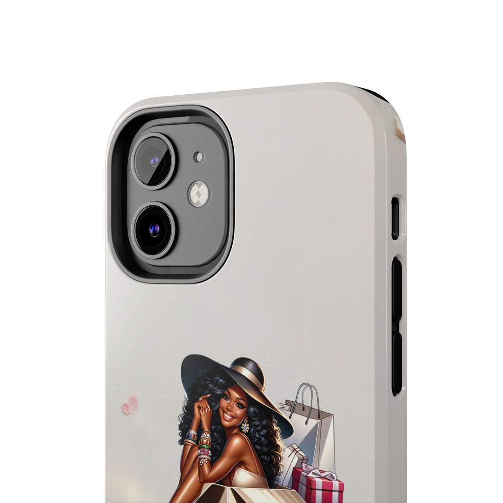 Chic Shopper Tough Phone Case — Stylish Black Woman with Shopping Bags