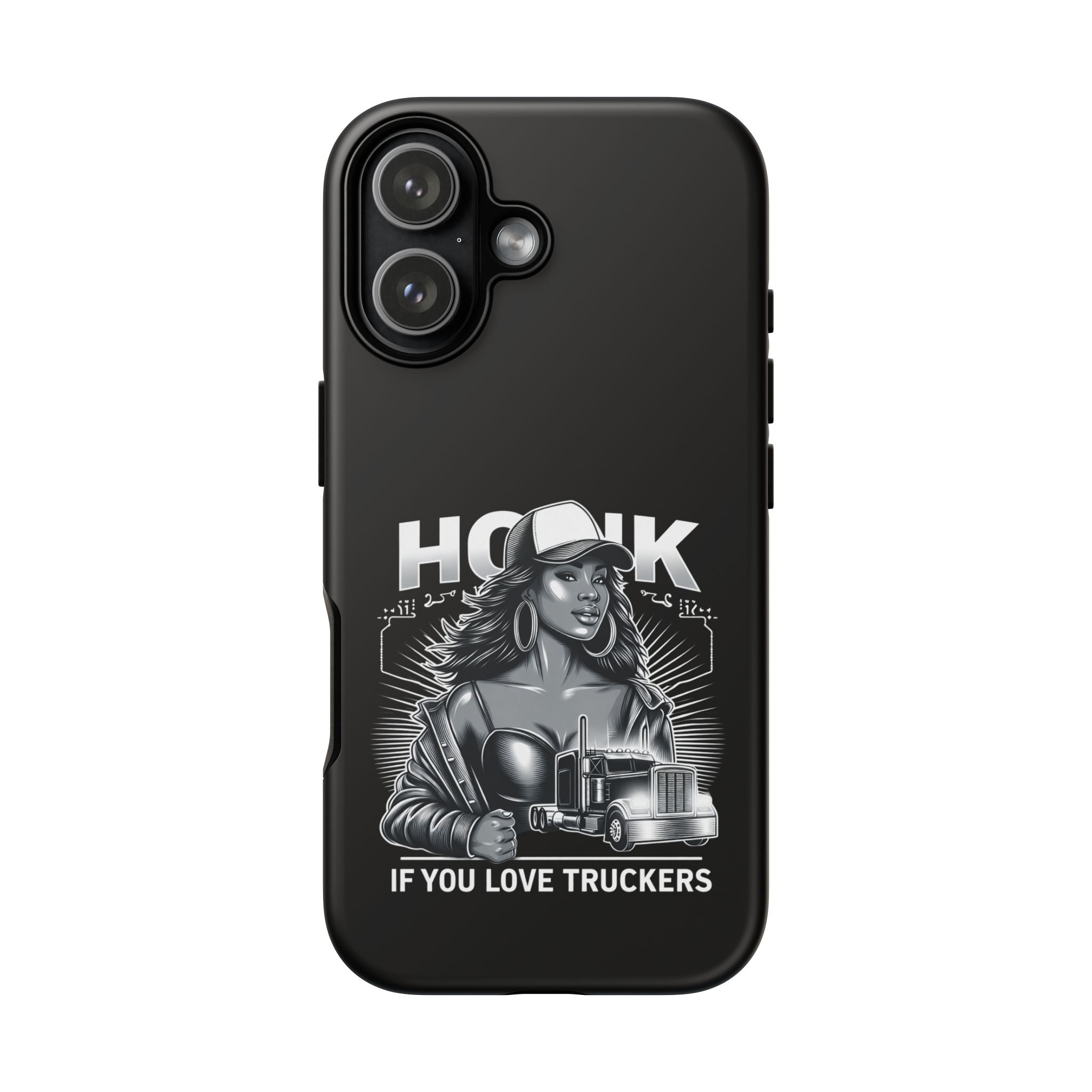 Phone Case — 'Honk' Trucker Girl Retro Semi Truck Protective Case