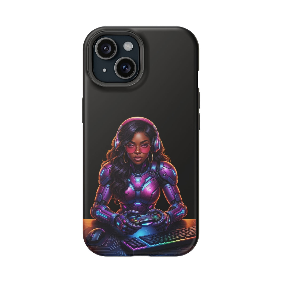 Gamer Girl Cyber Armor Phone Case — Impact‑Resistant Protective Cover