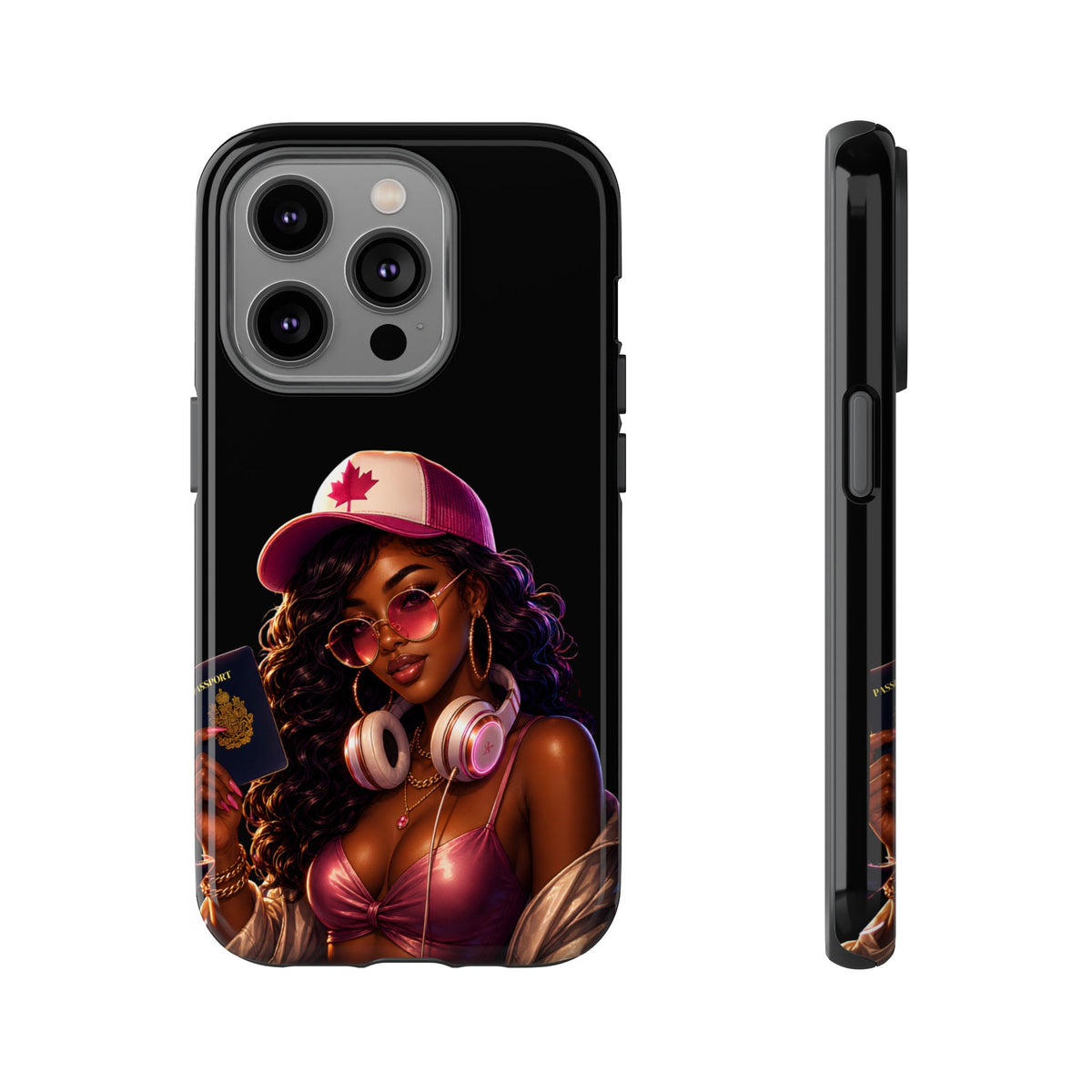 Phone Case - Cool Urban Woman with Headphones & Maple Hat