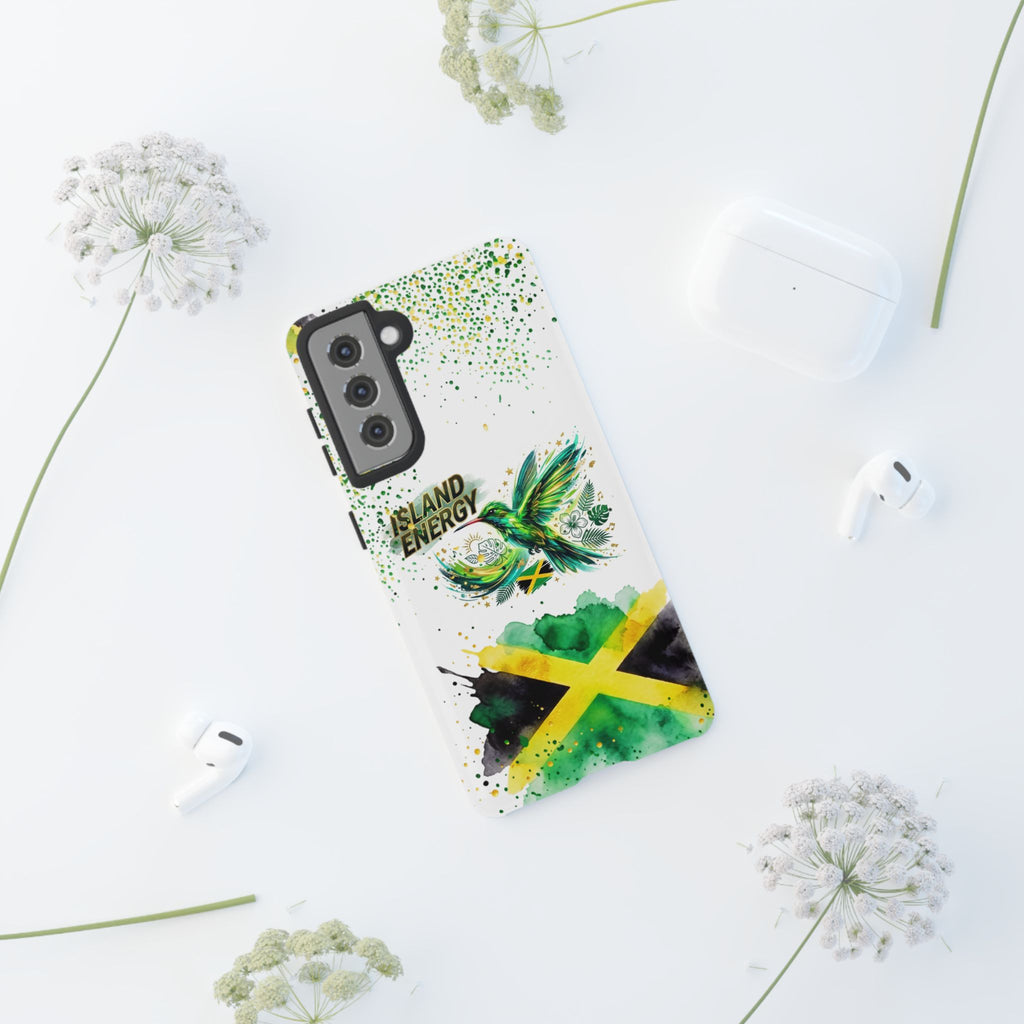 Island Energy Tough Phone Case — Colorful Hummingbird & Tropical Sunset Protective Cover