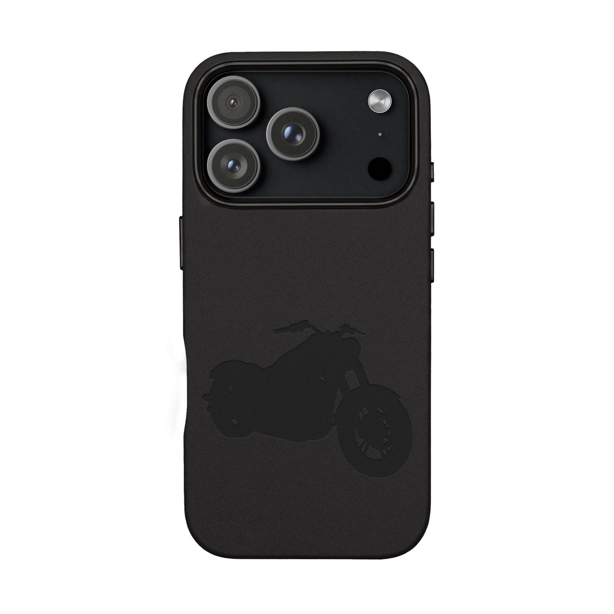Engraved PU Leather Phone Case — Motorcycle Silhouette