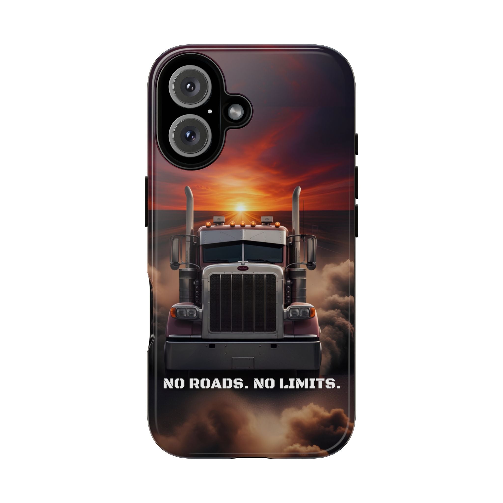 Truck Phone Case — "No Roads. No Limits." Sunset Semi Truck Protective Case