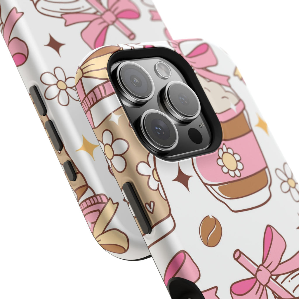 Cute Pink Coffee & Latte Pattern Impact Phone Case