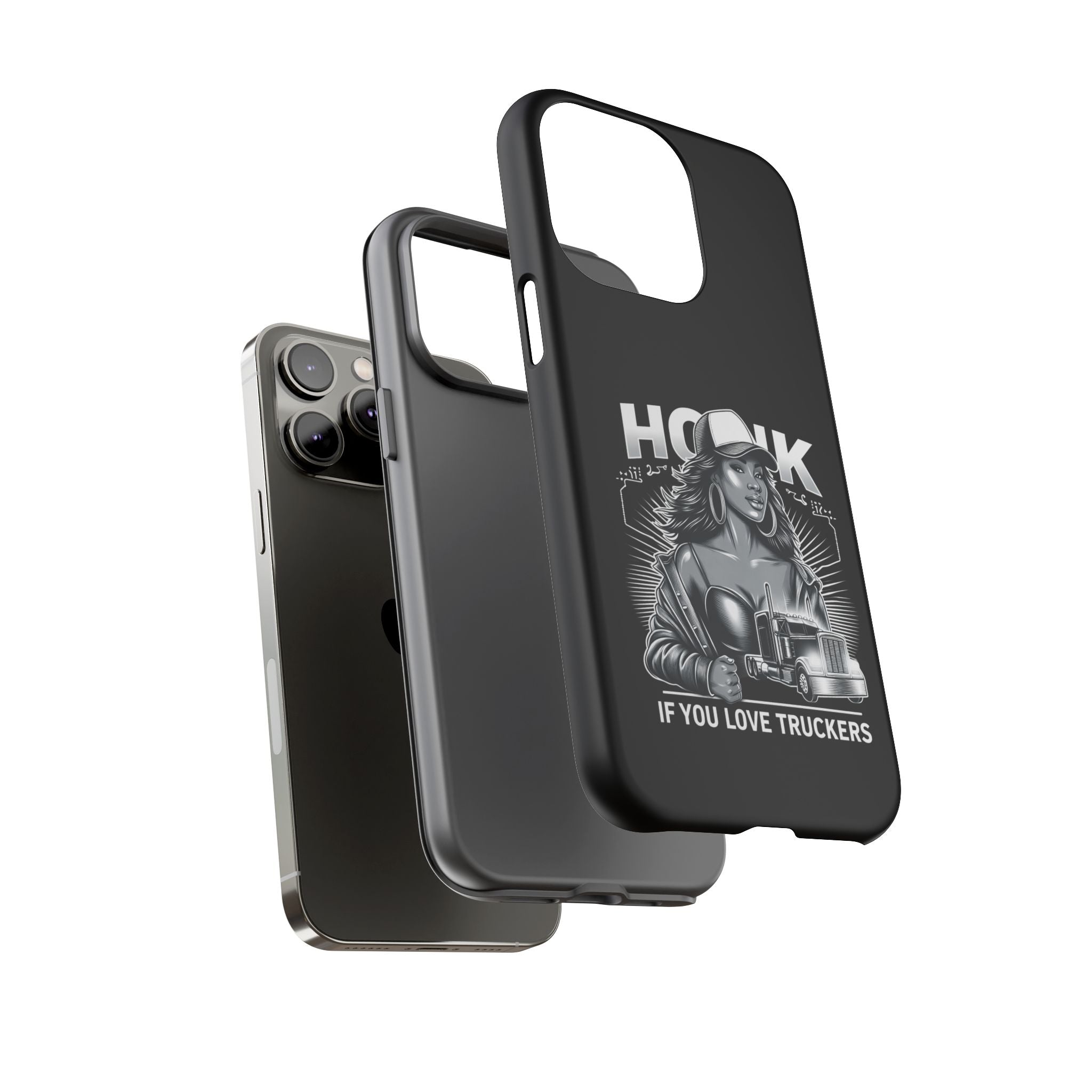 Phone Case — 'Honk' Trucker Girl Retro Semi Truck Protective Case