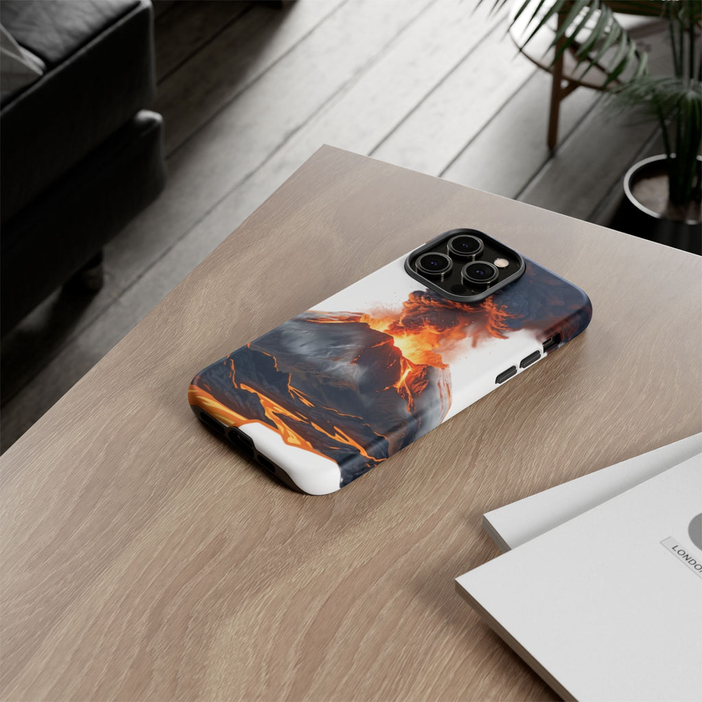 Volcano Eruption Tough Phone Case — Fiery Lava Protective Cover