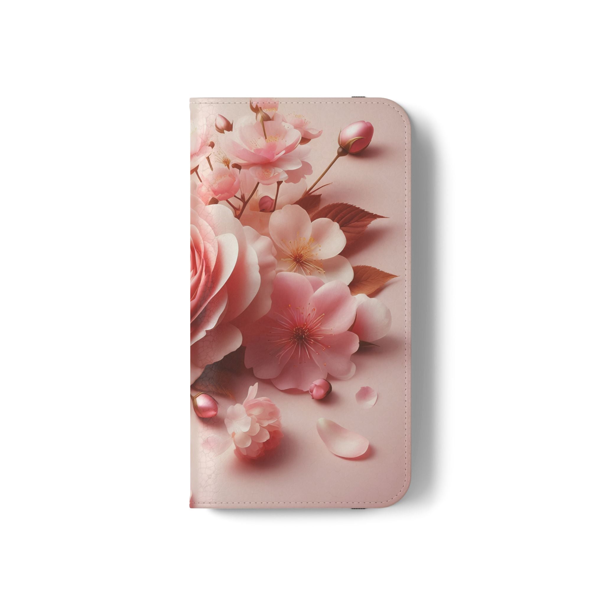 Floral Rose Flip Case — Pink Blossom Wallet Phone Cover