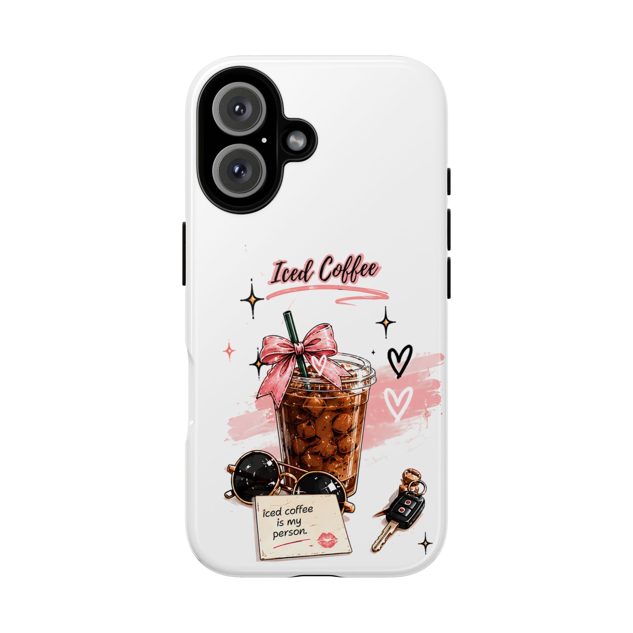 Iced Coffee Phone Case – Cute Pink Boba Design ("Iced coffee is my person")