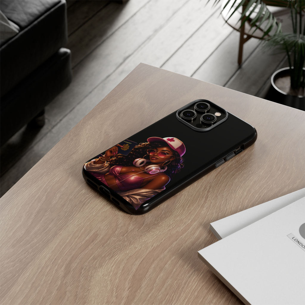 Phone Case — Stylish Urban Woman Design with Maple Cap