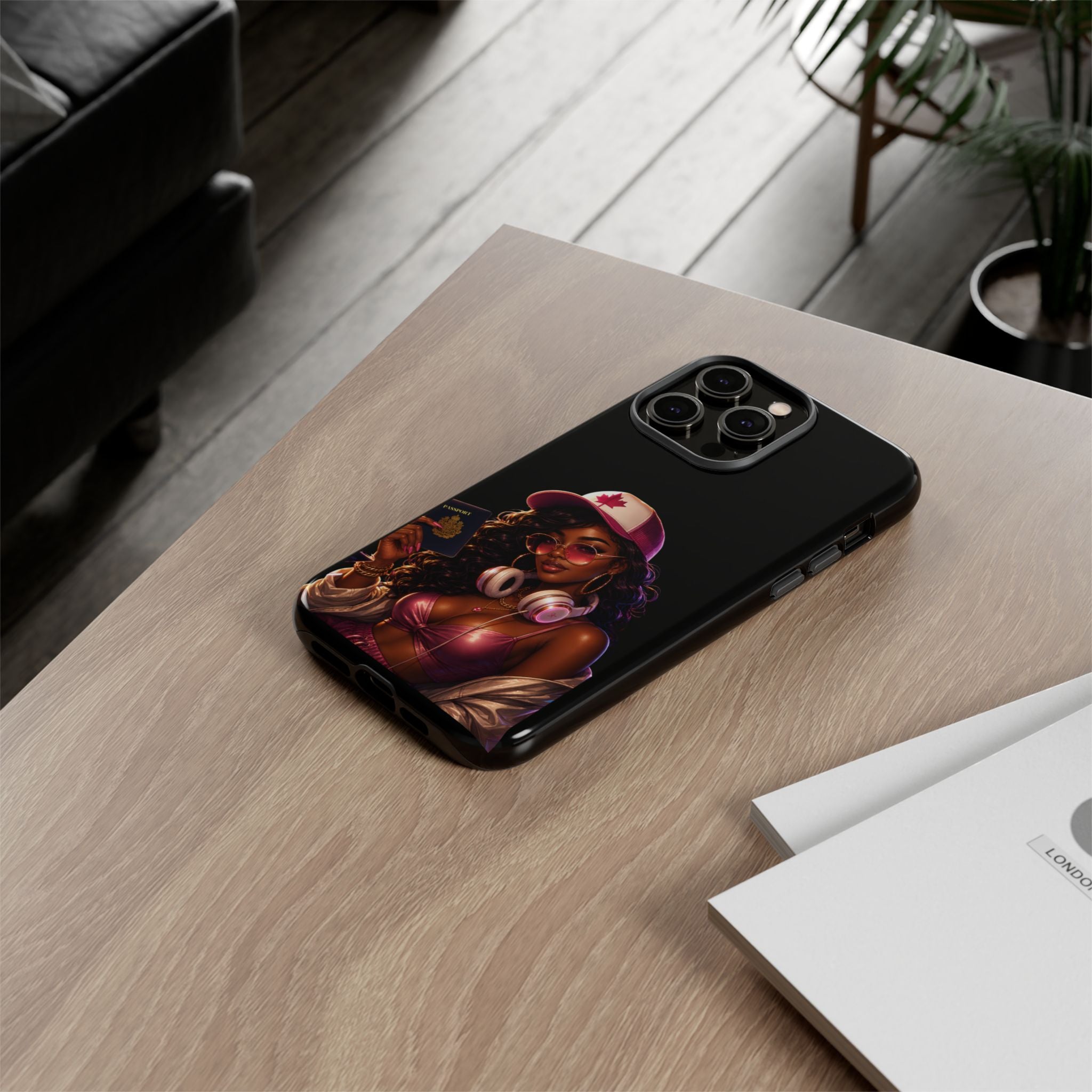 Phone Case — Stylish Urban Woman Design with Maple Cap