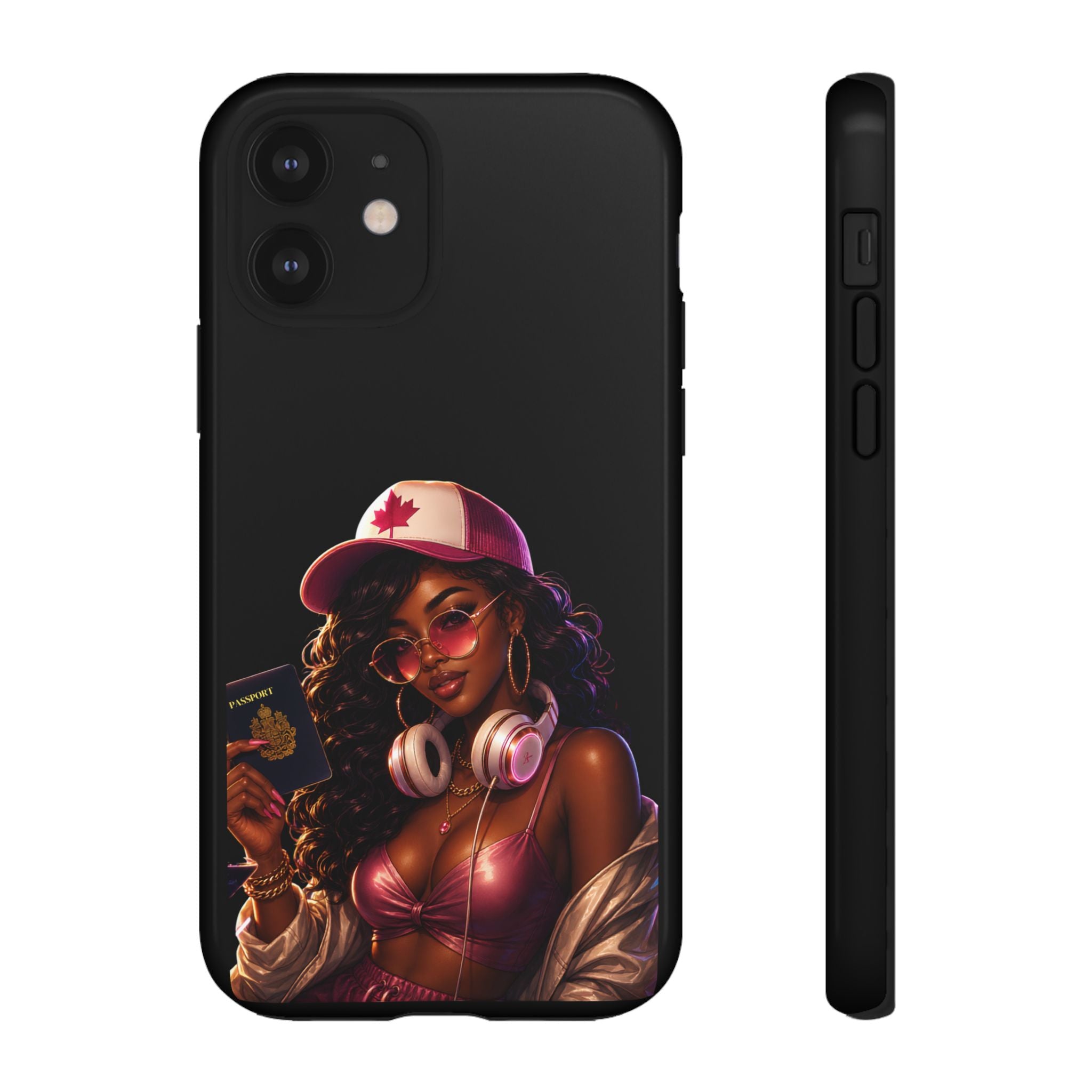 Phone Case — Stylish Urban Woman Design with Maple Cap