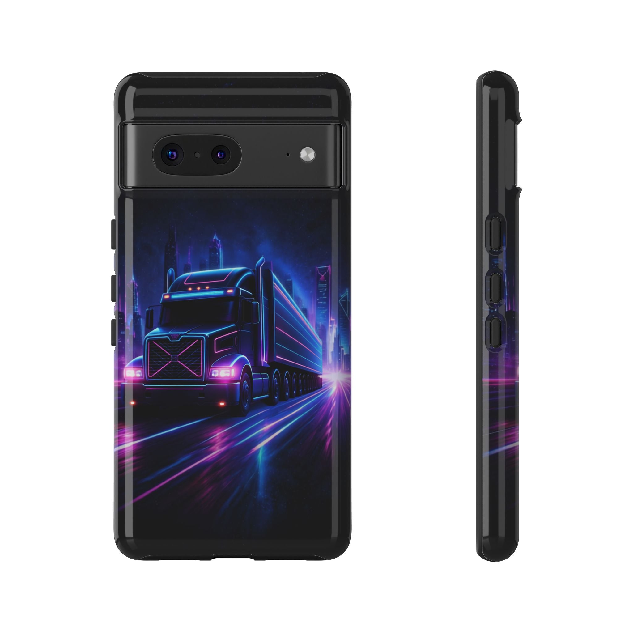 Neon Retro Rig Phone Case — Trucker Semi Truck Nightscape Protective Case