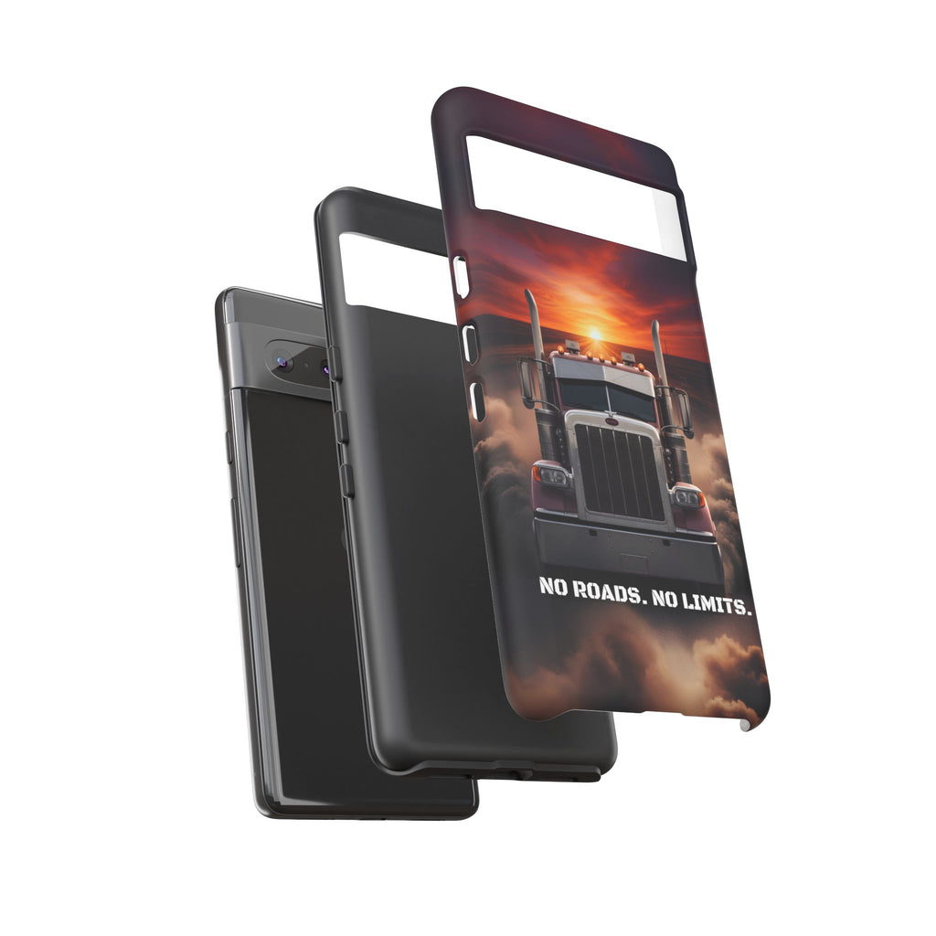 Truck Phone Case — "No Roads. No Limits." Sunset Semi Truck Protective Case