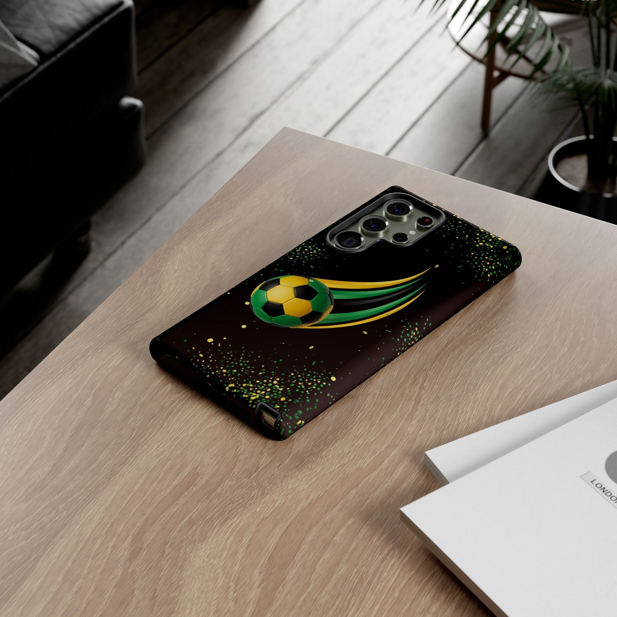 Soccer Comet Tough Phone Case – Green & Yellow Football Design