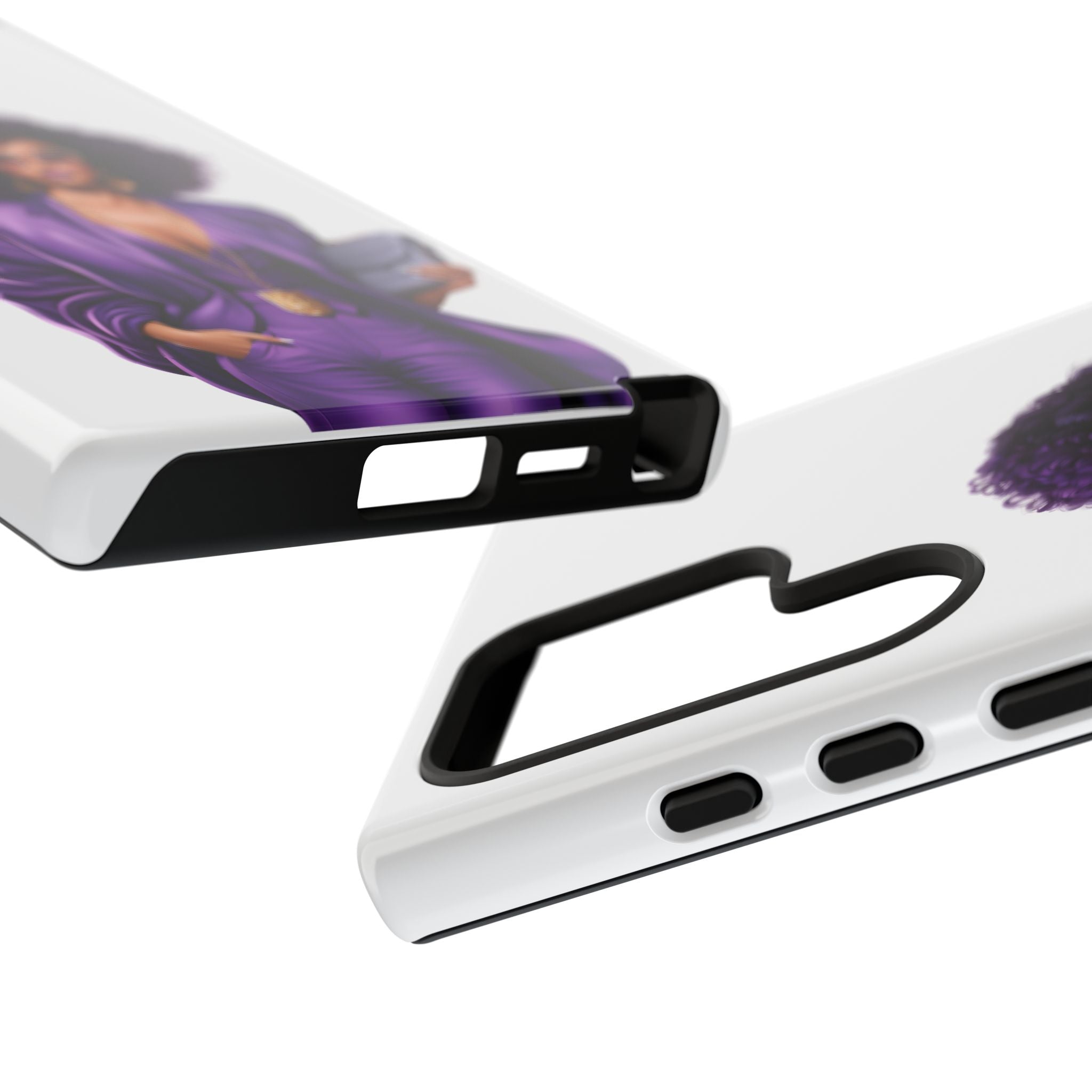 Purple Power Woman Phone Case — Afro Chic Businesswoman Protective Phone Cover