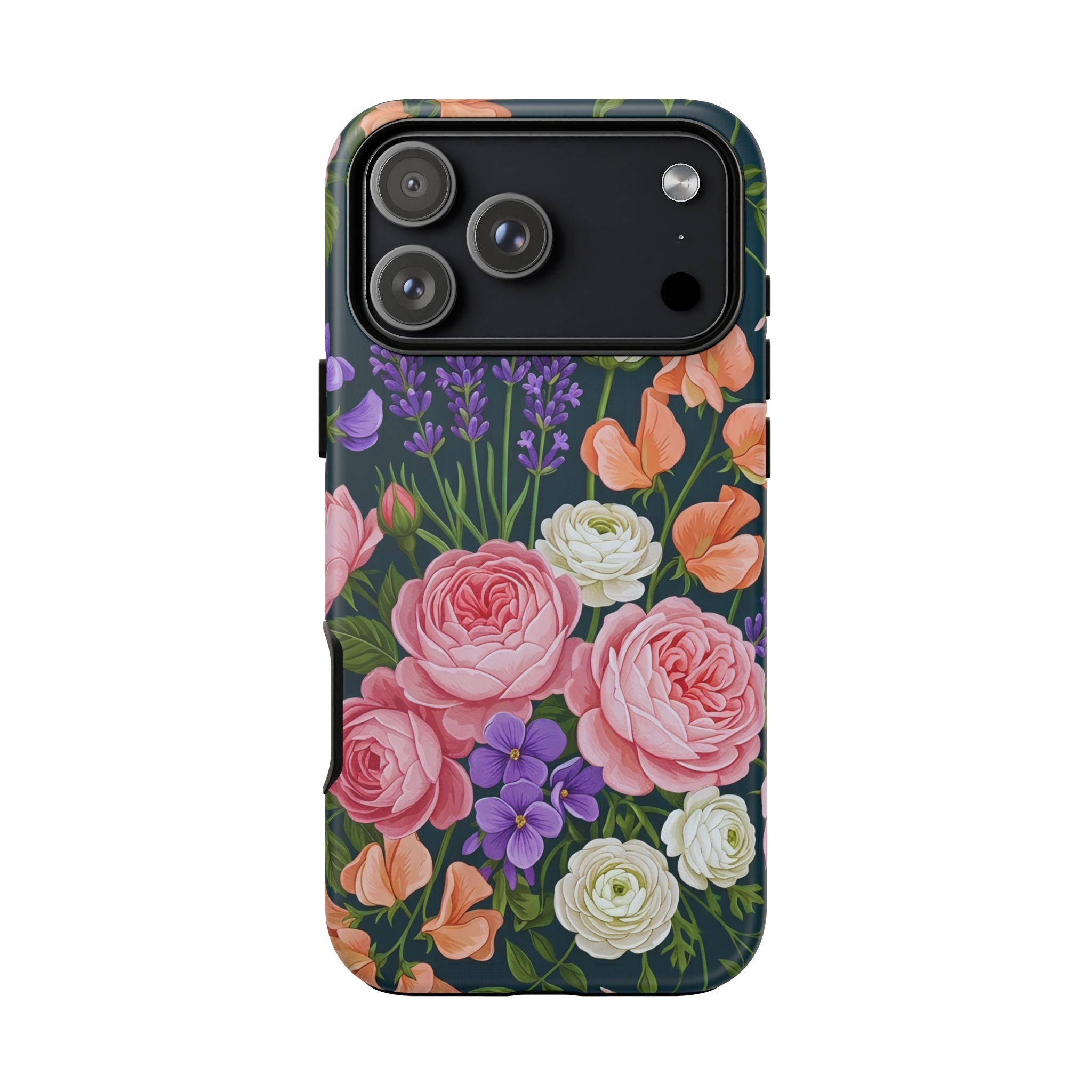 Floral Bouquet Phone Case — Vintage Roses & Lavender Protective Cover