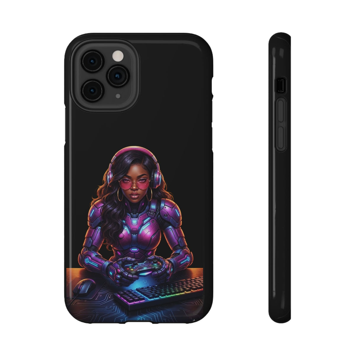 Gamer Girl Cyber Armor Phone Case — Impact‑Resistant Protective Cover