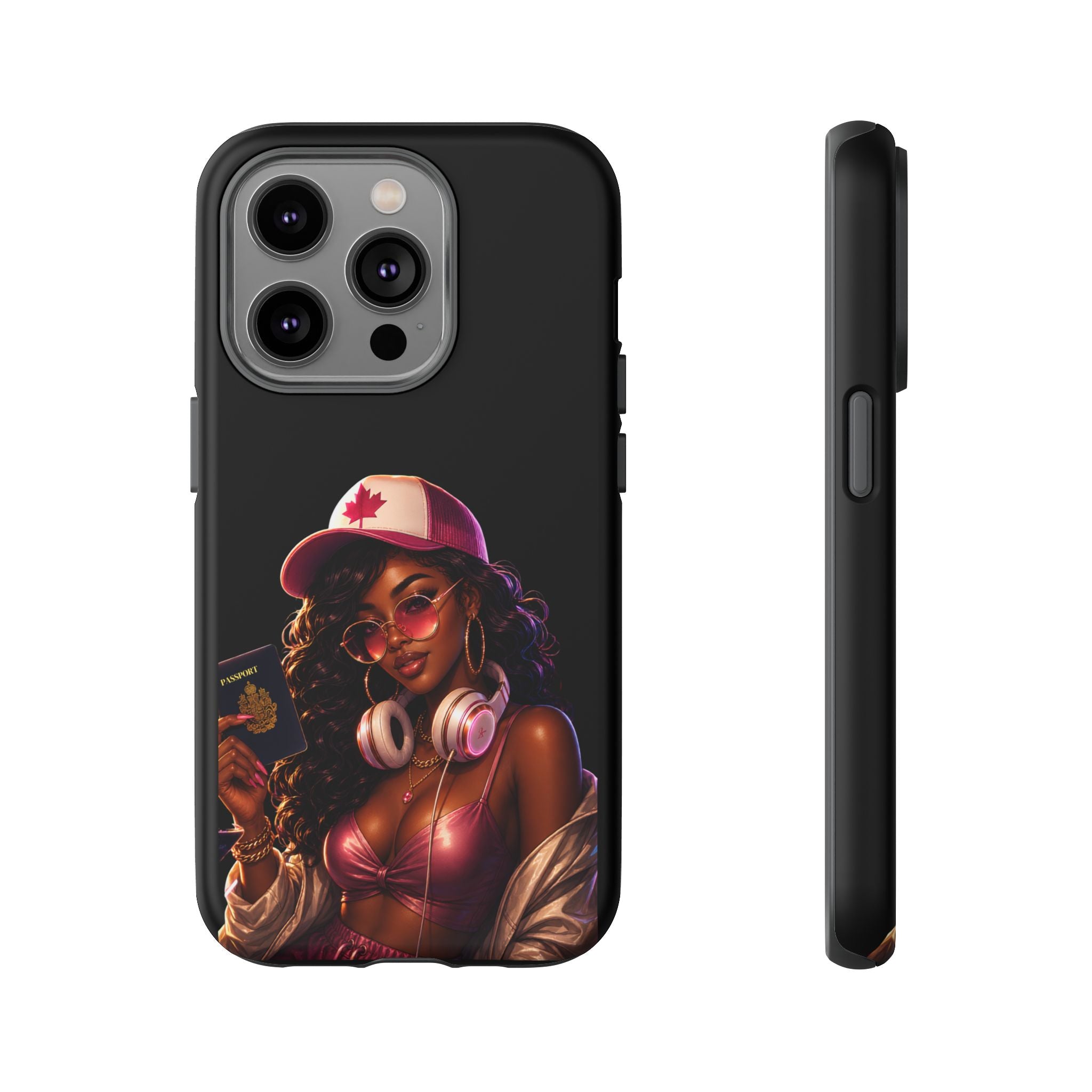 Phone Case — Stylish Urban Woman Design with Maple Cap