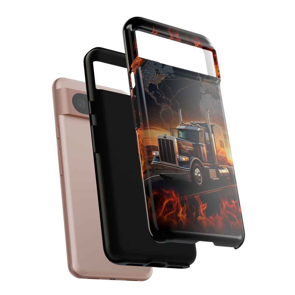 Truck Flames Phone Case — Bold Semi-Truck Globe Design