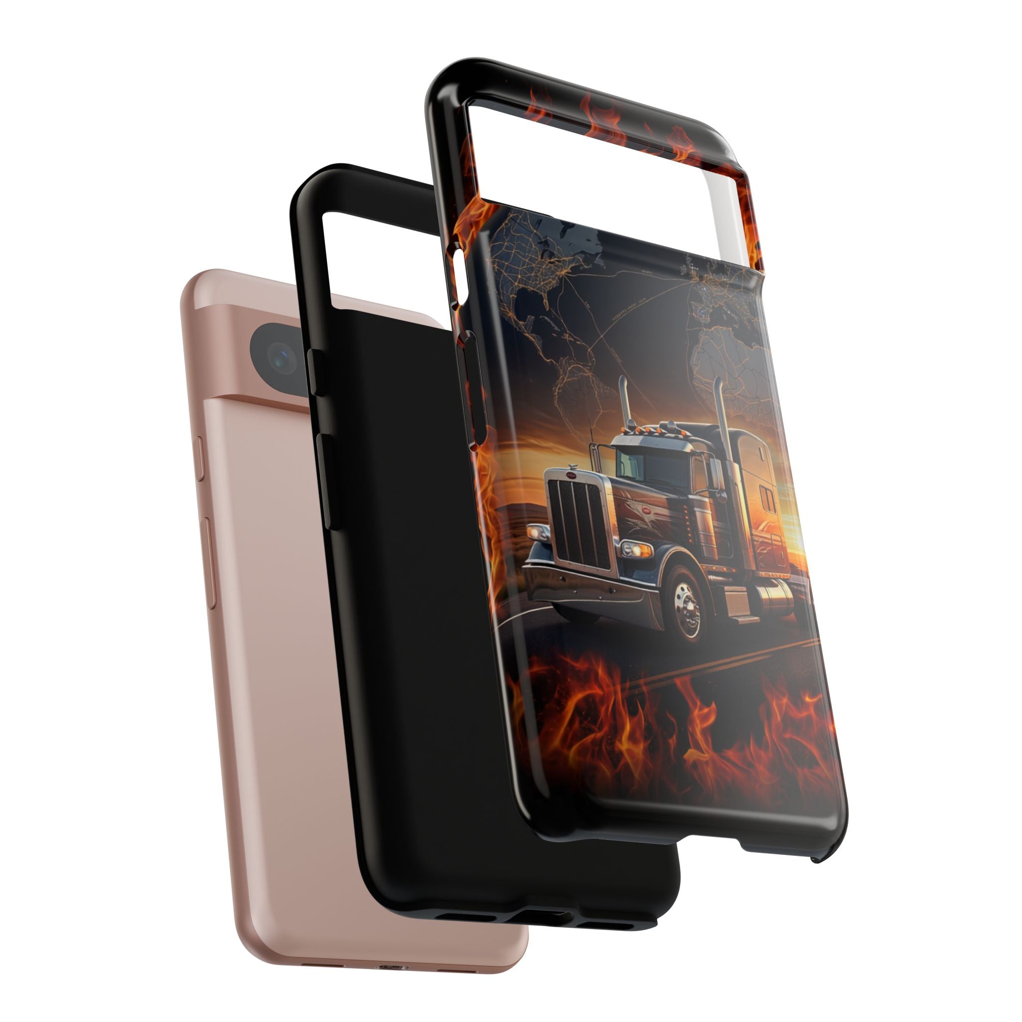 Truck Flames Phone Case — Bold Semi-Truck Globe Design