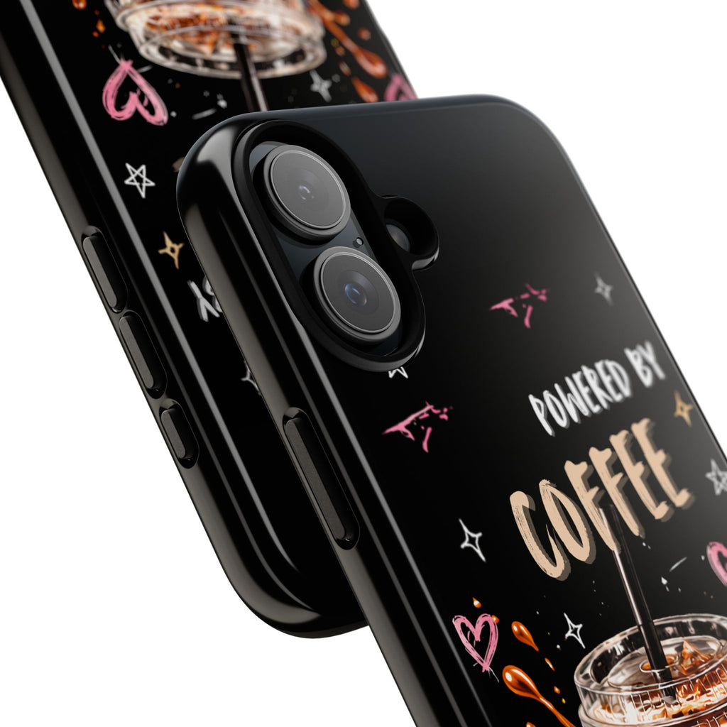 Phone Case — "Powered by Coffee & Chaos" Iced Coffee Protective Cover