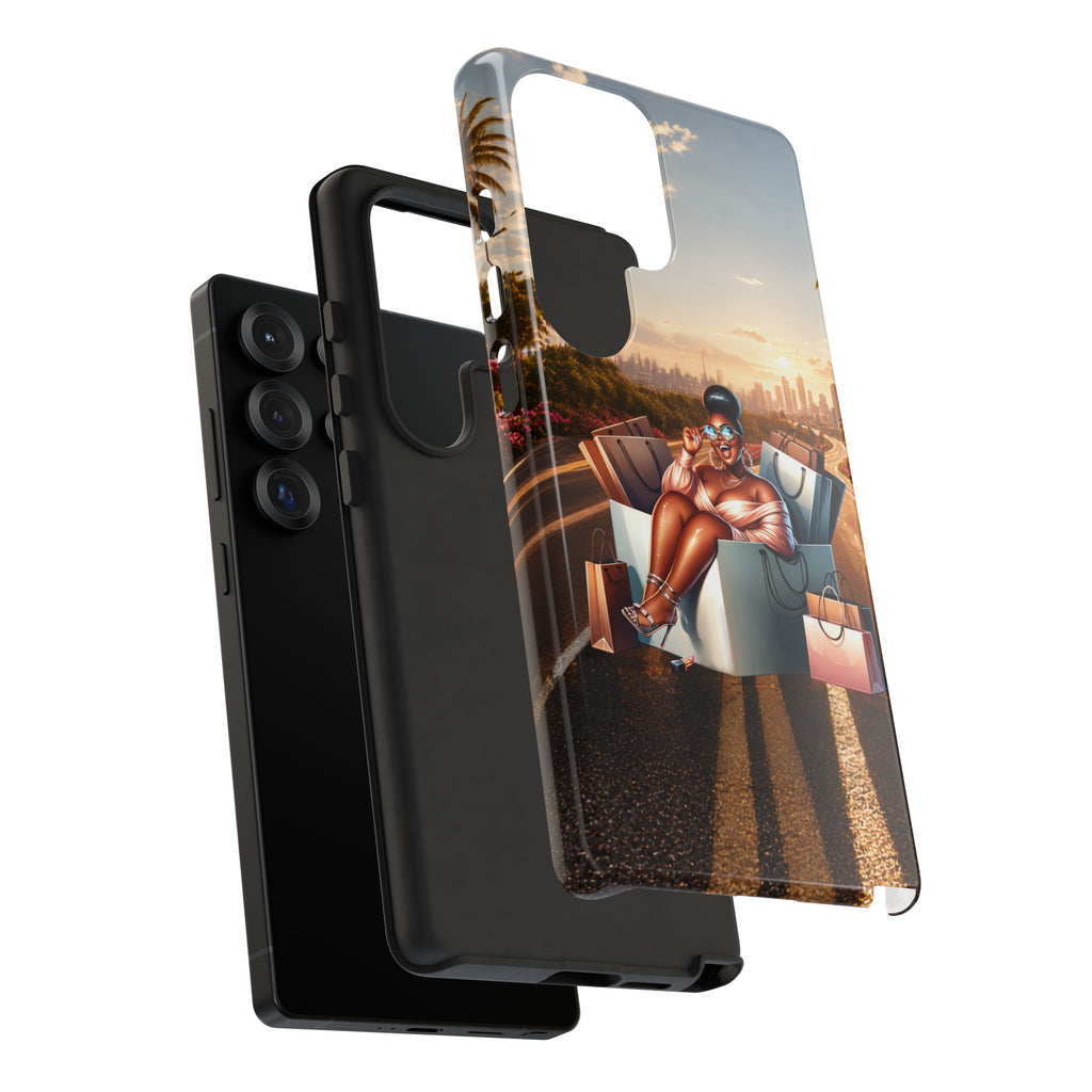 Phone Case — Chic Shopper Illustration on Cloud Background