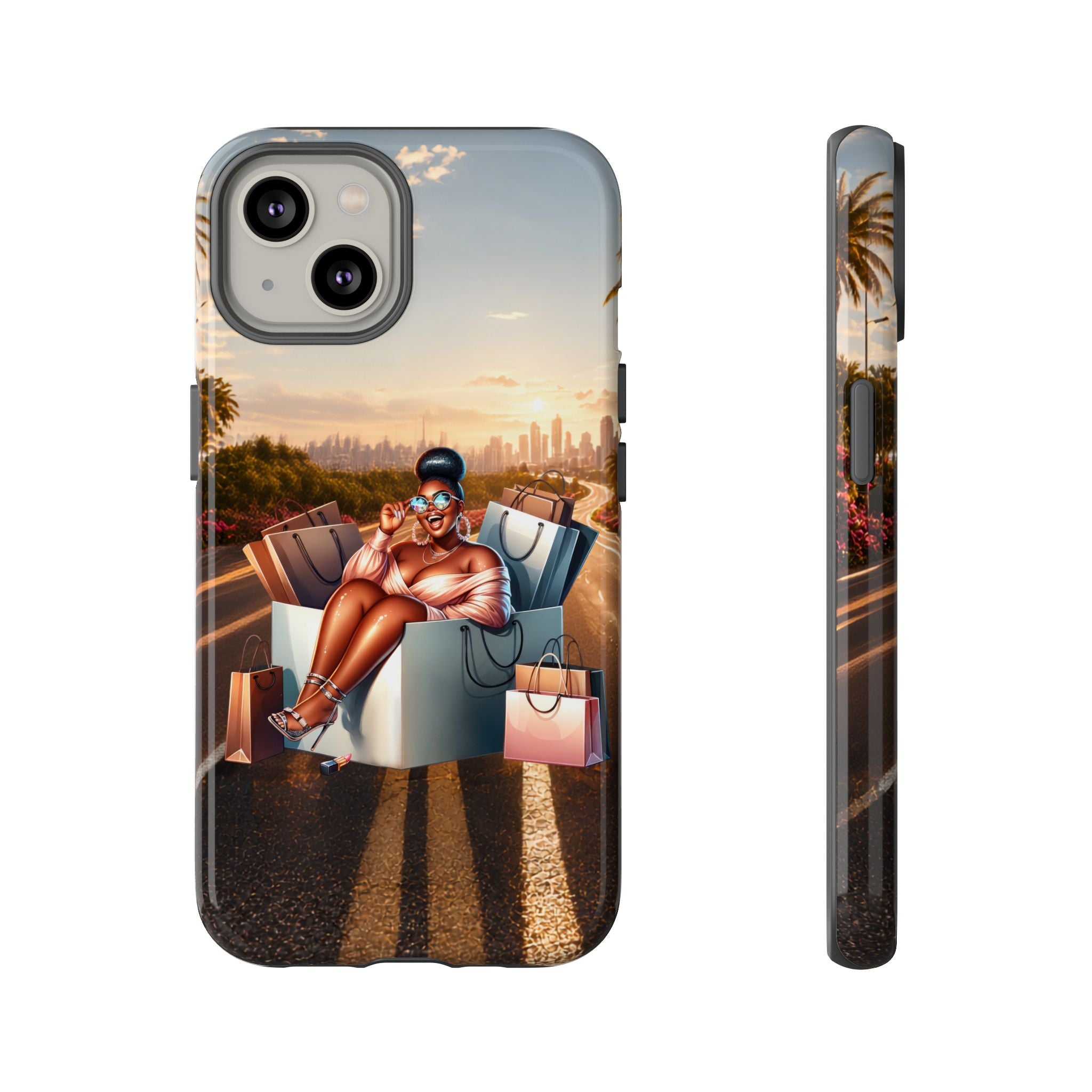 Phone Case — Chic Shopper Illustration on Cloud Background