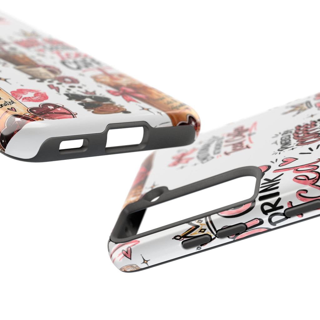 Iced Coffee Pattern Phone Case – "Powered by Coffee & Chaos" Tough Protective Case
