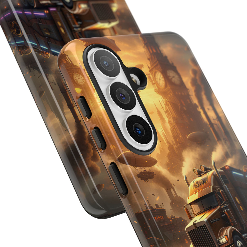 Steampunk Freightliner Phone Case — Rugged Trucking Cityscape iPhone Cover