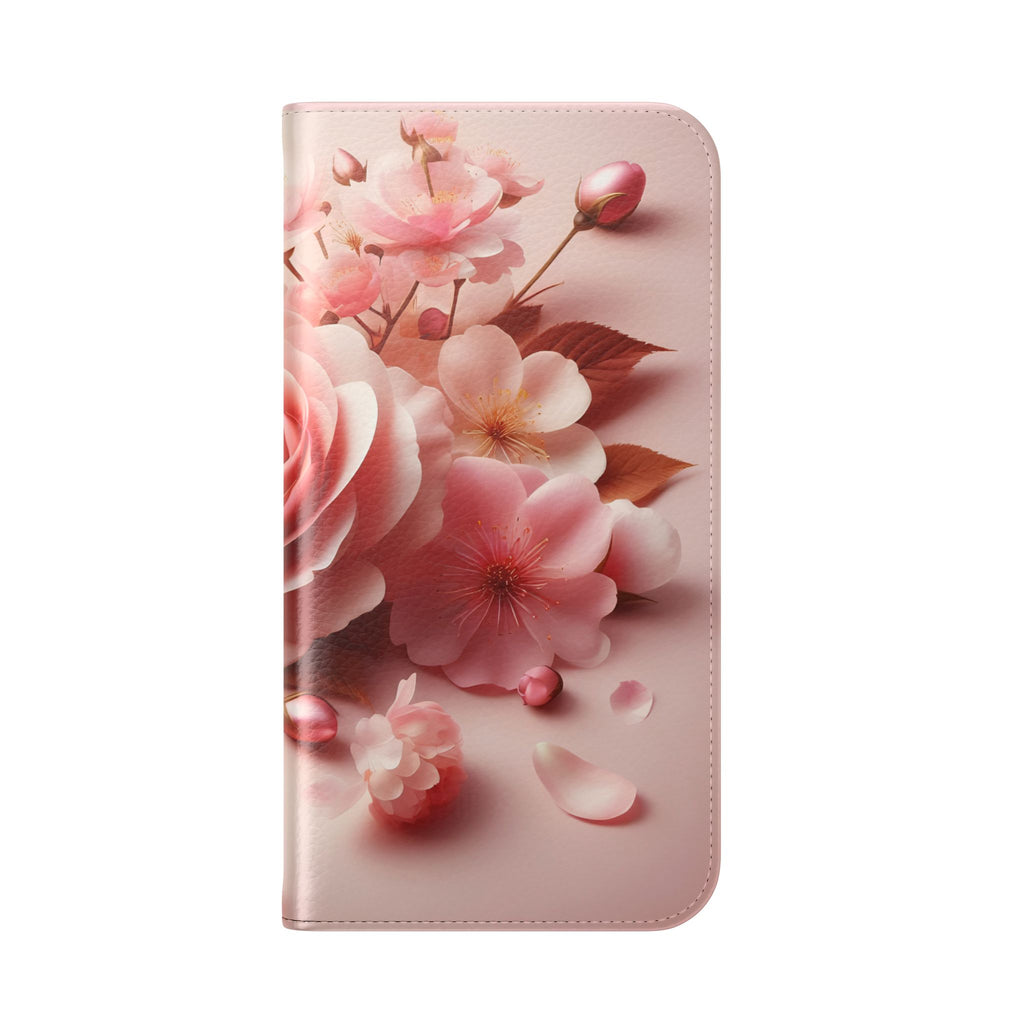Floral Rose Flip Case — Pink Blossom Wallet Phone Cover