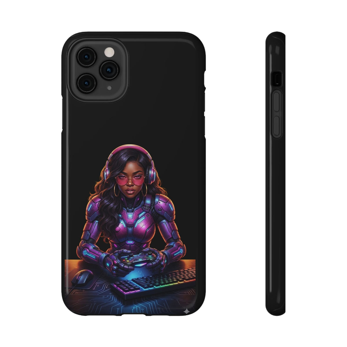Gamer Girl Cyber Armor Phone Case — Impact‑Resistant Protective Cover