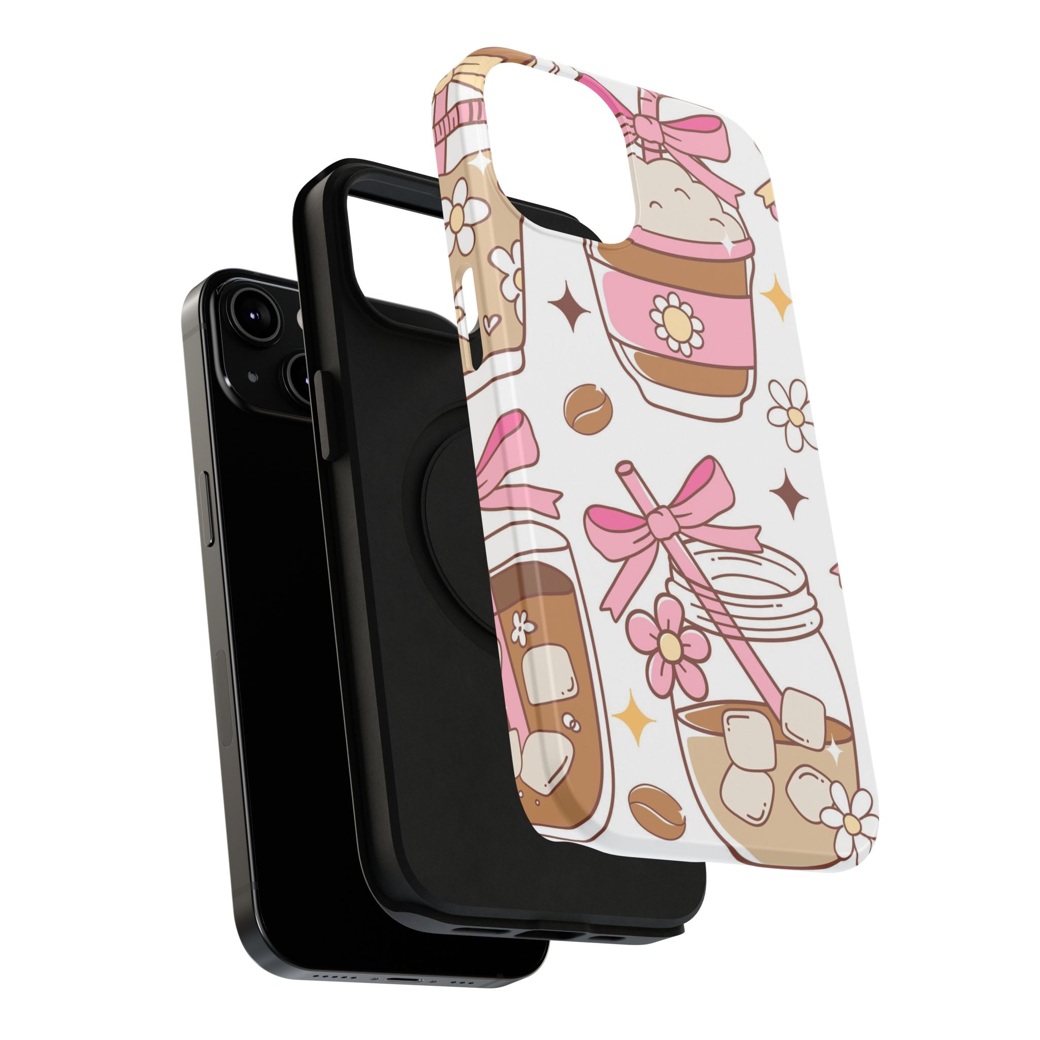 Cute Pink Coffee & Latte Pattern Impact Phone Case