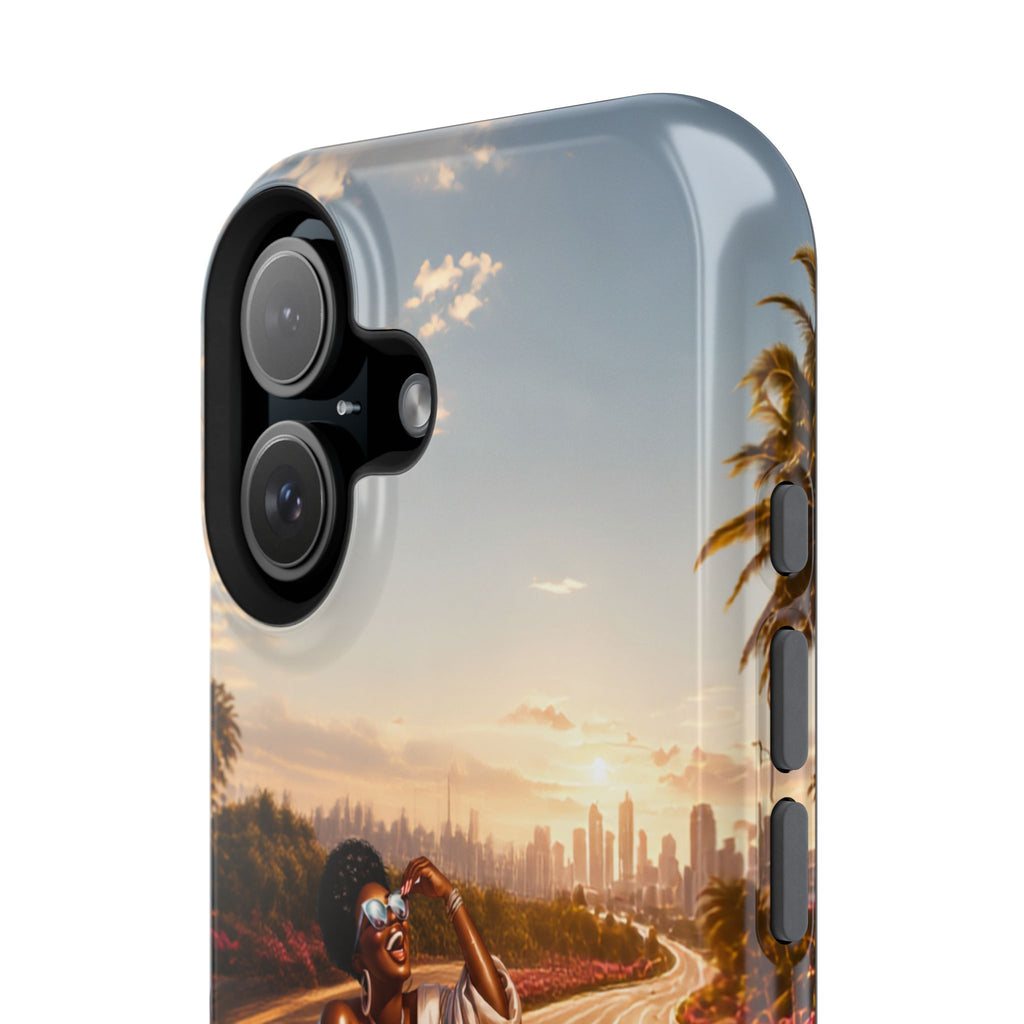 Phone Case - 'Retail Therapy' Magnetic Impact-Resistant Case, Sunset Shopping Design
