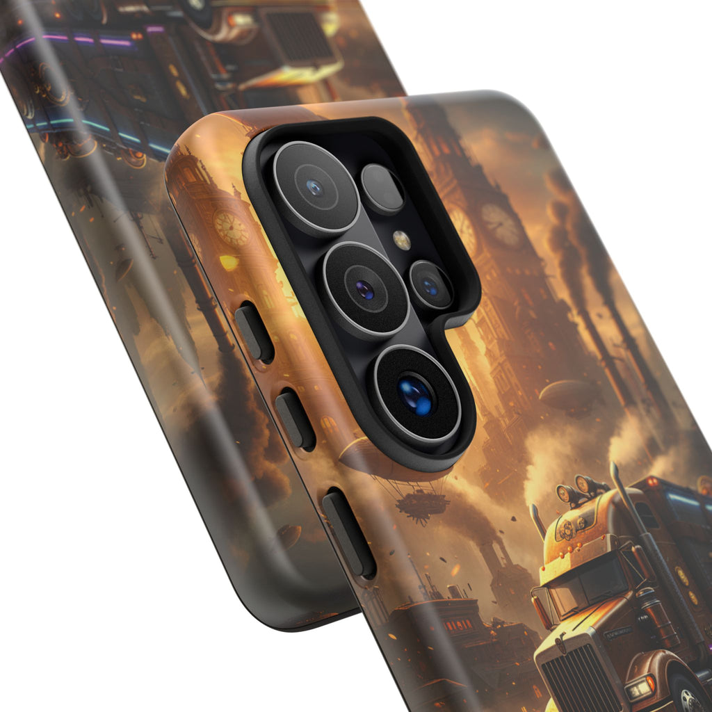 Steampunk Freightliner Phone Case — Rugged Trucking Cityscape iPhone Cover