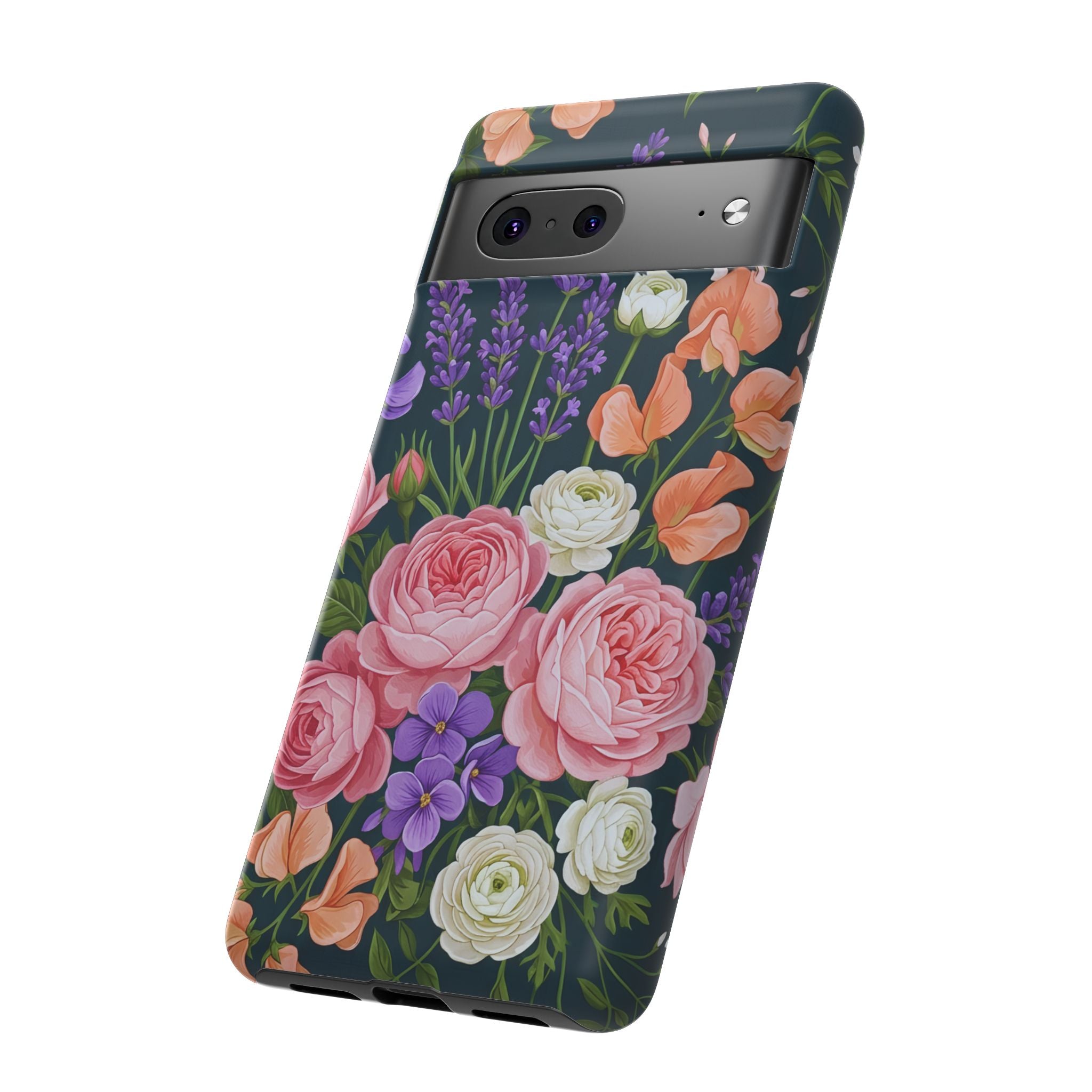 Floral Bouquet Phone Case — Vintage Roses & Lavender Protective Cover
