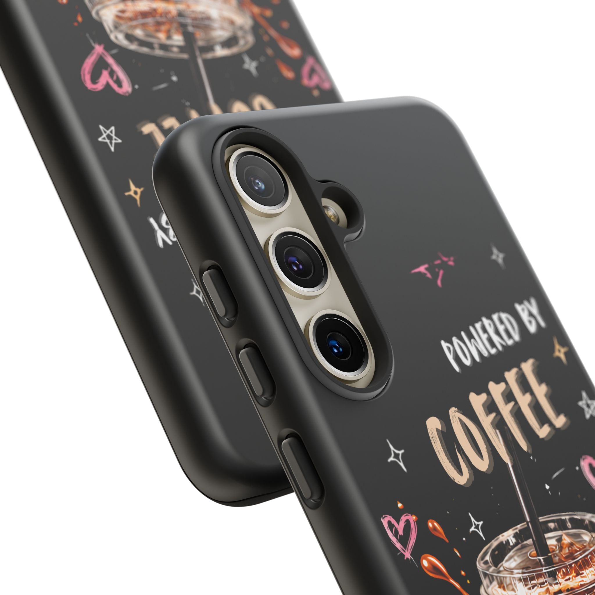 Phone Case — "Powered by Coffee & Chaos" Iced Coffee Protective Cover