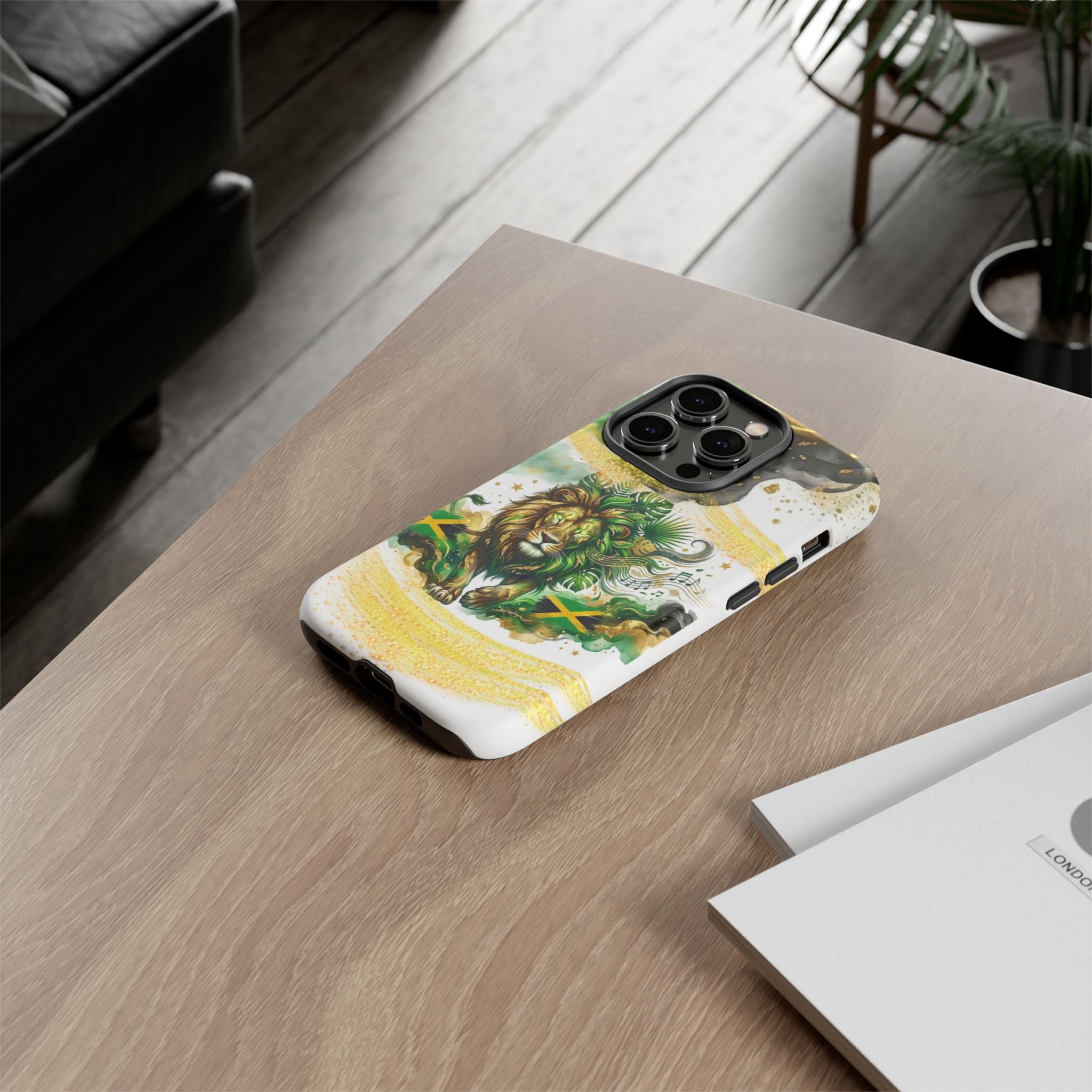 Reggae Lion Phone Case — Jamaican Flag Rasta Art Tough Phone Cover