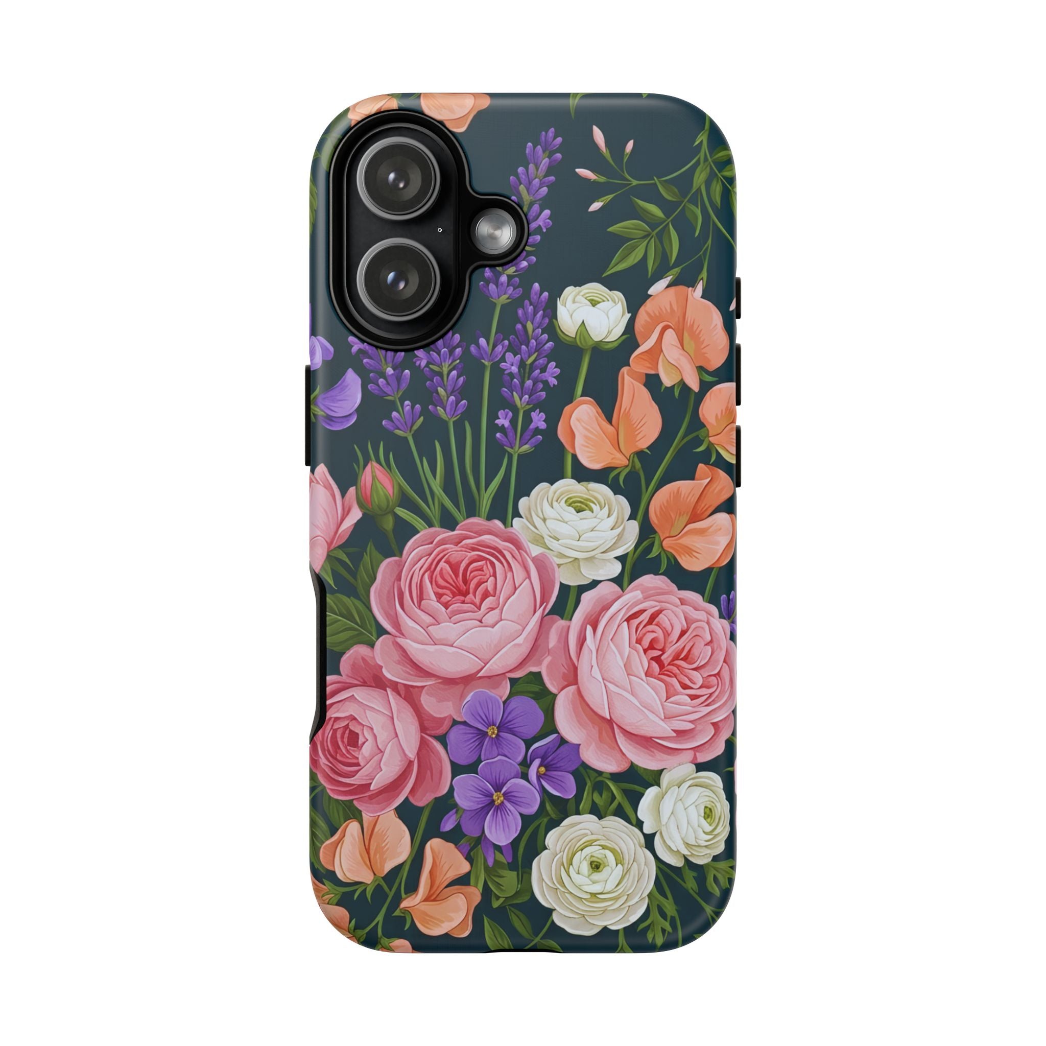 Floral Bouquet Phone Case — Vintage Roses & Lavender Protective Cover