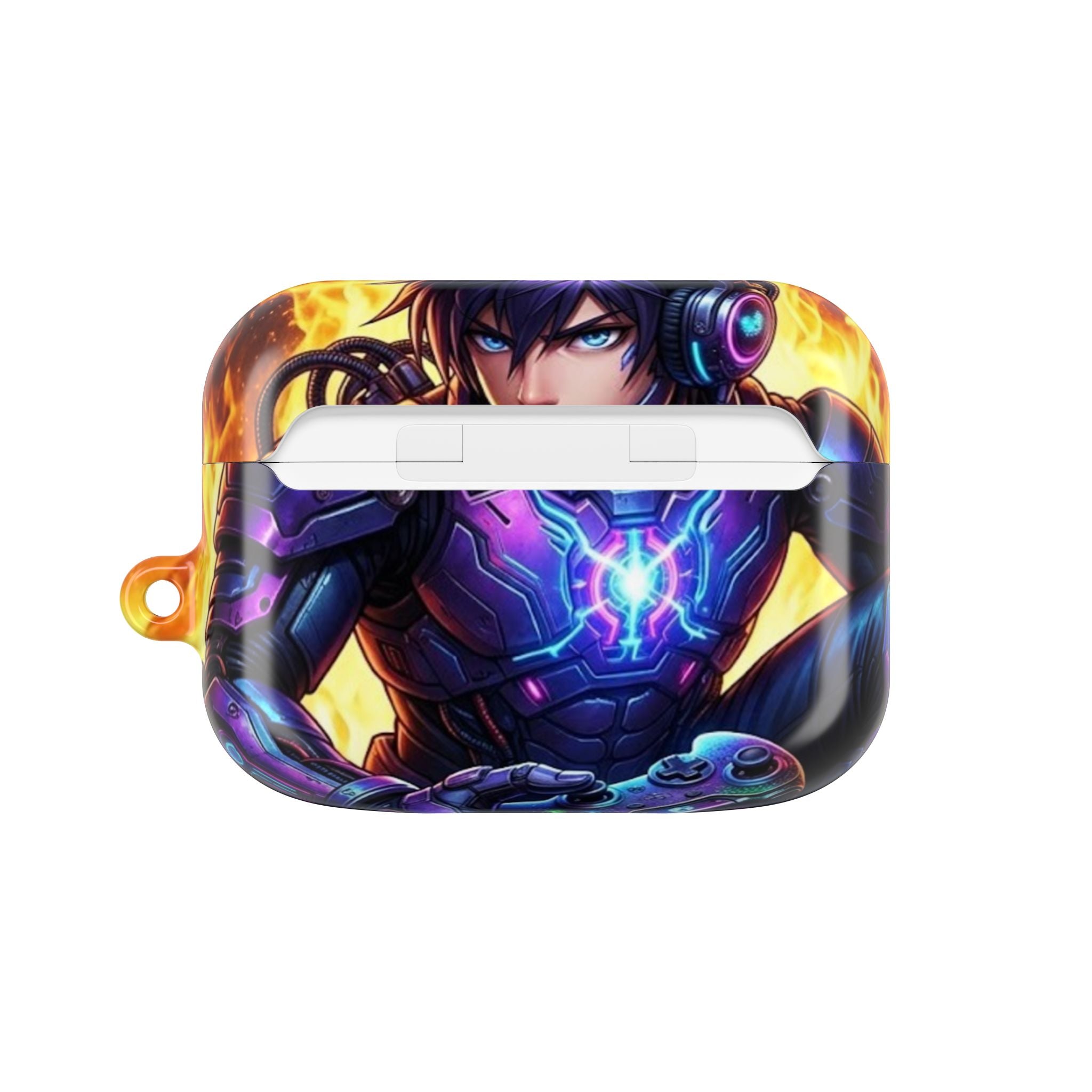 Gamer Anime AirPod Case — Neon Cyber Warrior Design