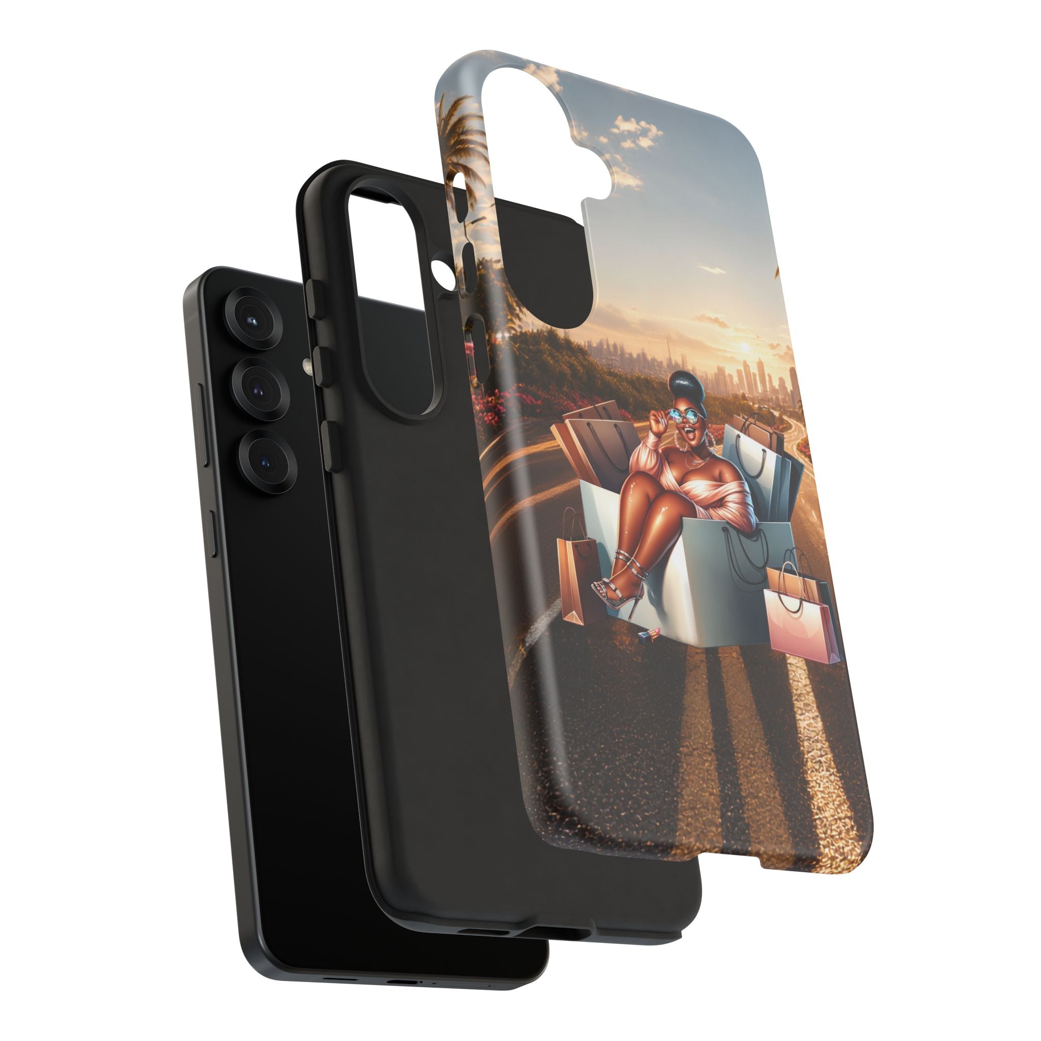 Phone Case — Chic Shopper Illustration on Cloud Background