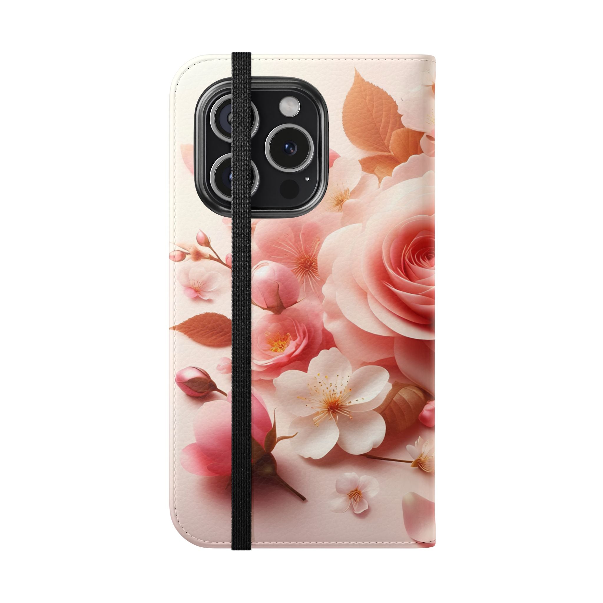 Floral Rose Flip Case — Pink Blossom Wallet Phone Cover